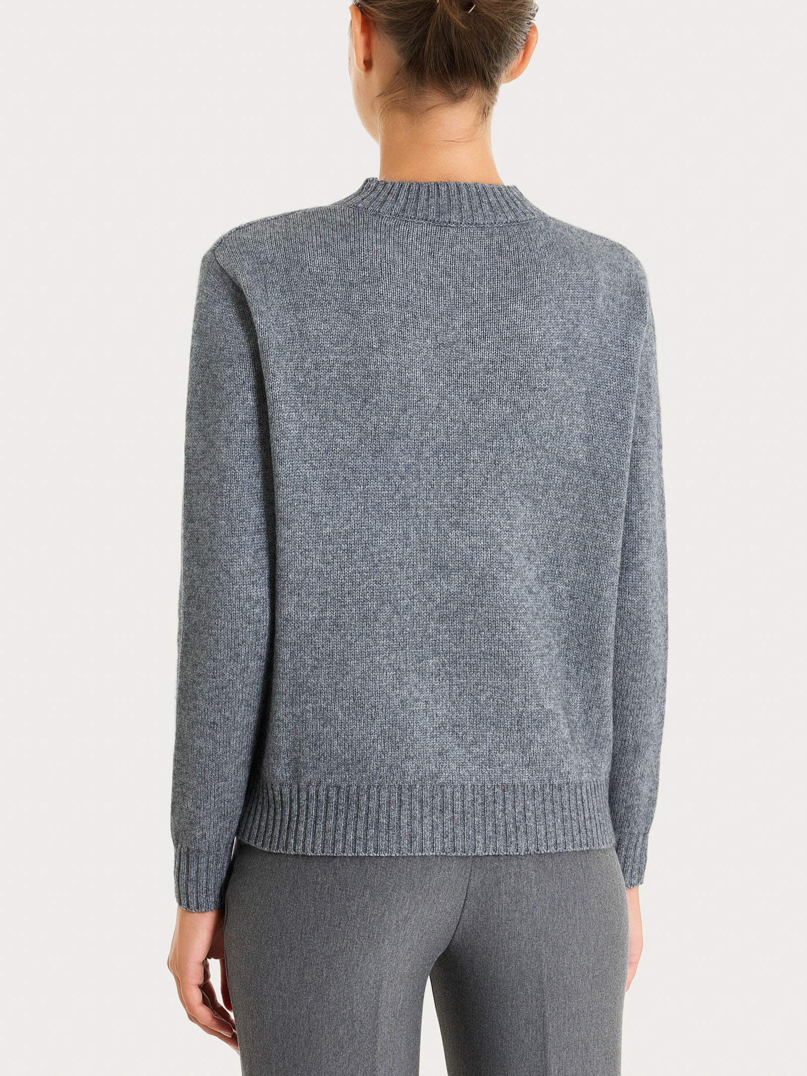 Ragno Natural Soft maglia girocollo trecce grigio Ferro Mel.