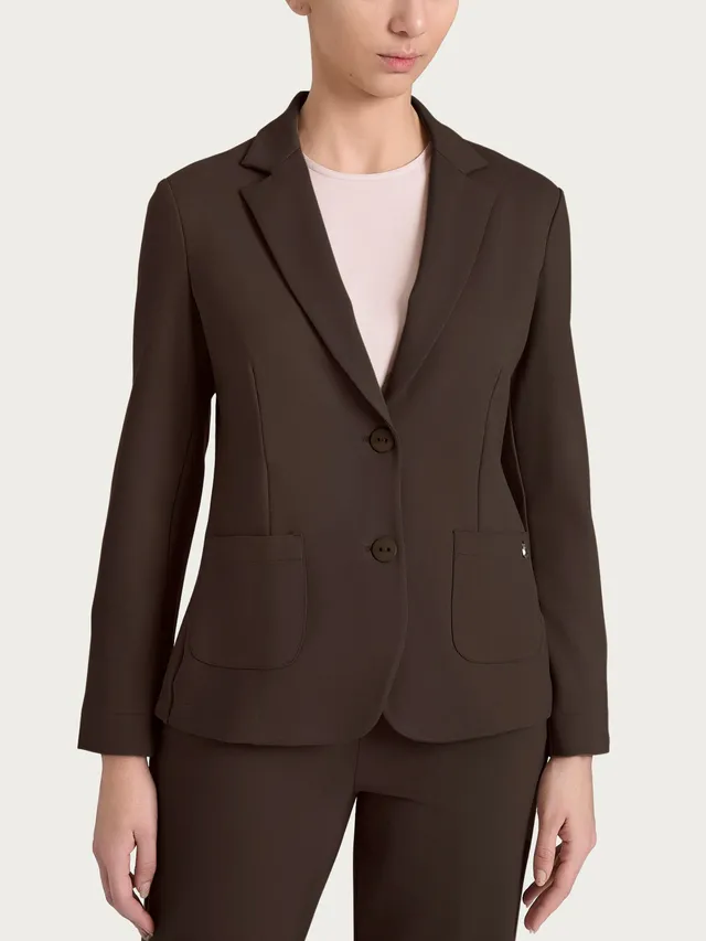 Ragno Cashmere Compact Blazer 2 bottoni marrone viscosa