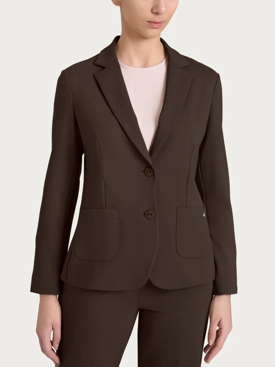Ragno Cashmere Compact Blazer 2 bottoni marrone viscosa