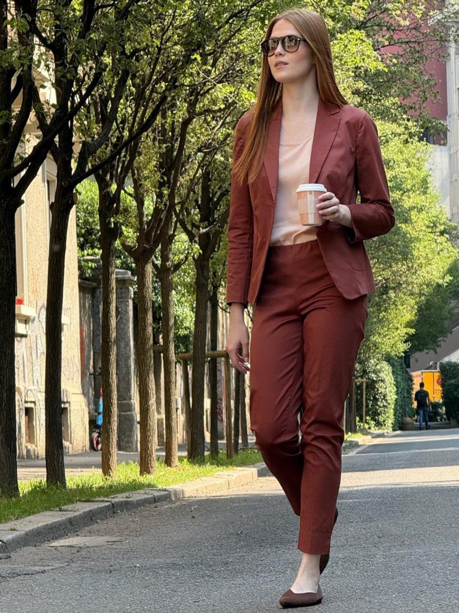 Ragno Satin Power Blazer Due Bottoni Mahogany Cotone Elasticizzato