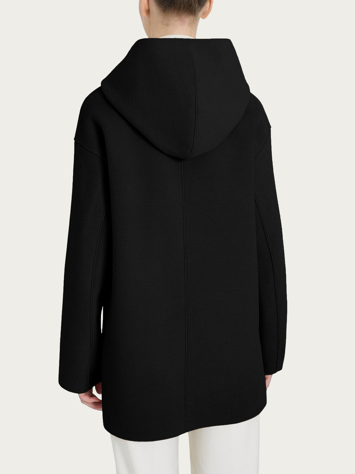Ragno Vegan Wool Giaccone con Cappuccio Nero caldo