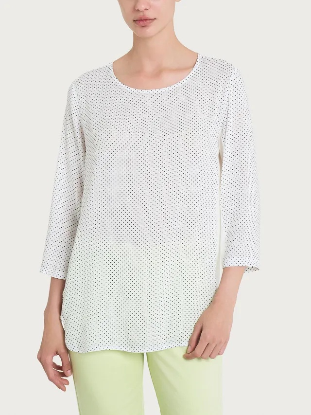 Ragno Viscosa Summer maglia pois bianco manica 3/4 Fant Bianco