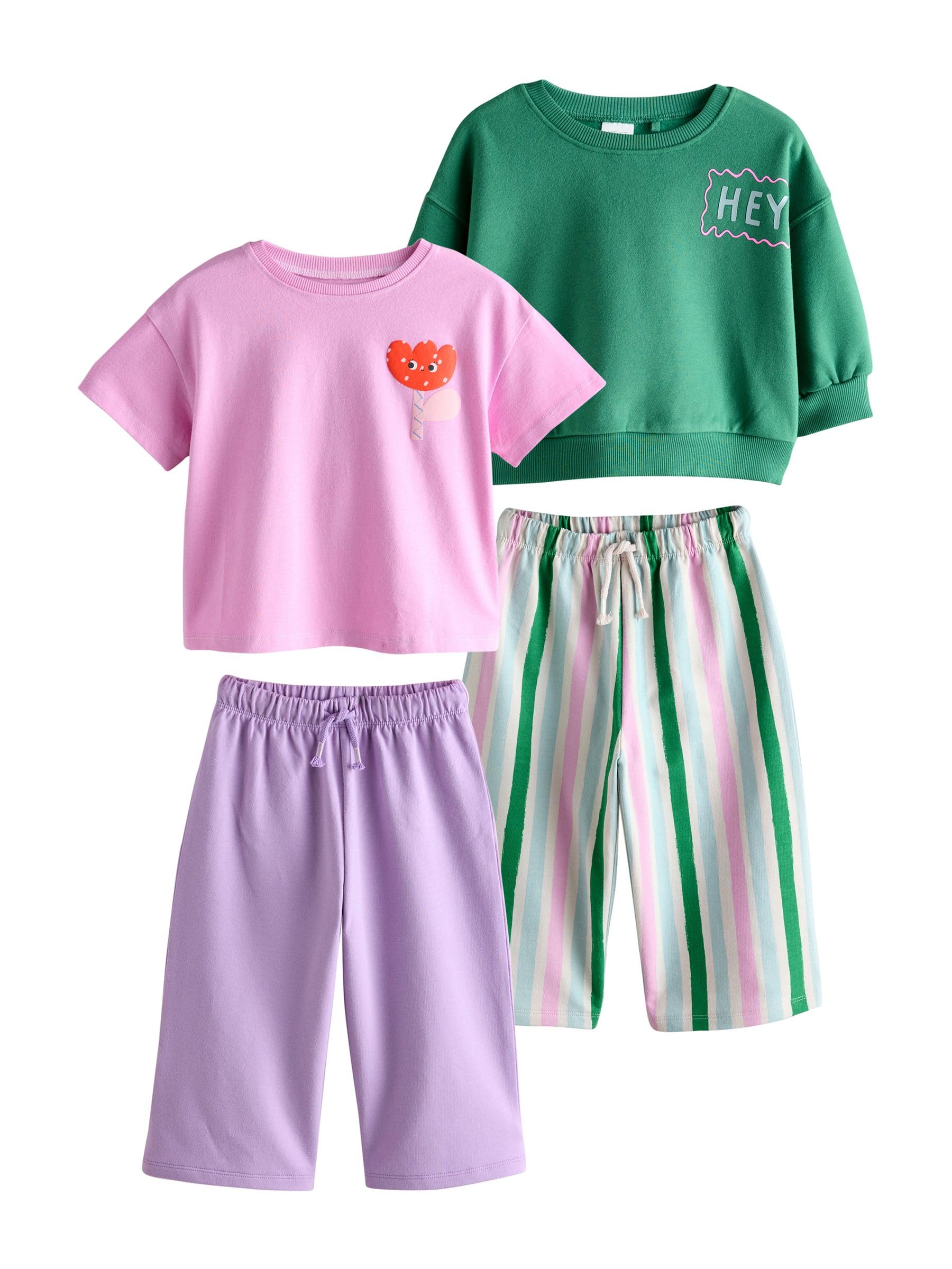 Geo Next Completo Bambina Top+Pantaloni 2 Pezzi Viola Verde