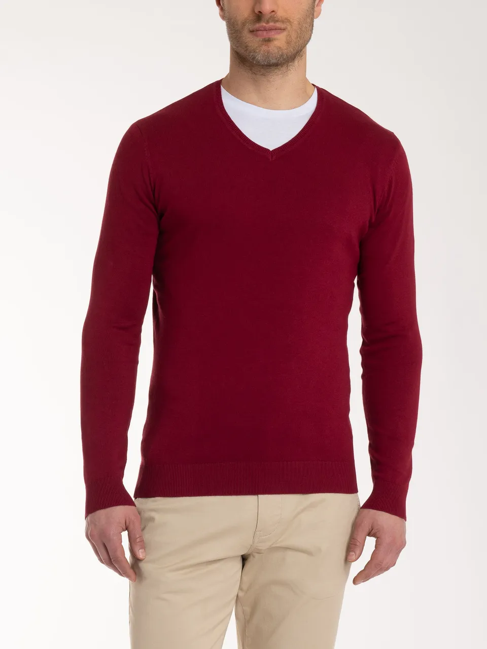 Ragno Summertime Pull scollo a V viscosa uomo rosso