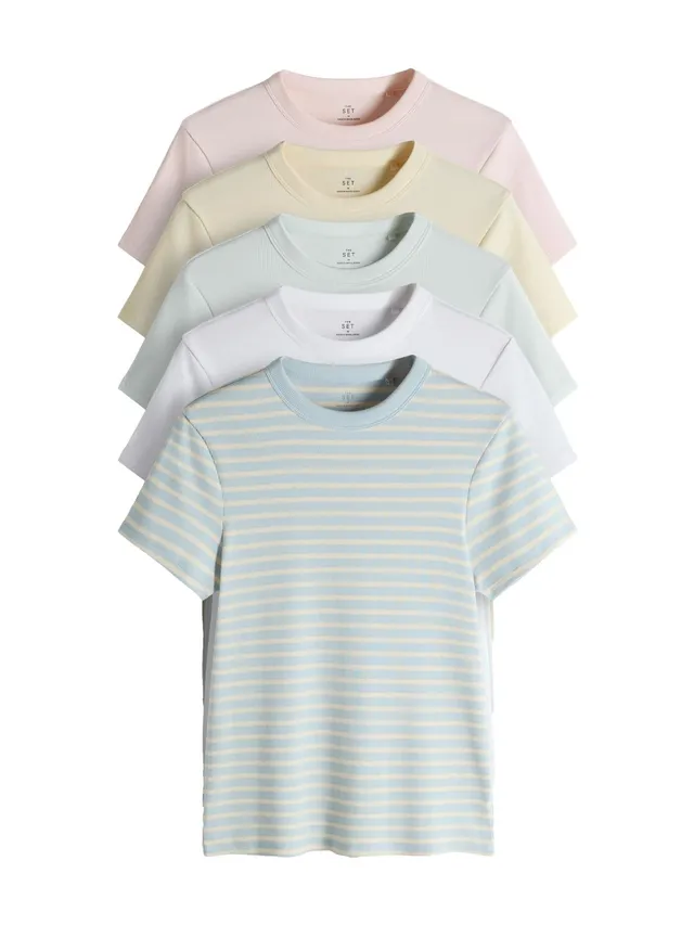 Next The Set magliette donna coste manica corta 5 pezzi
