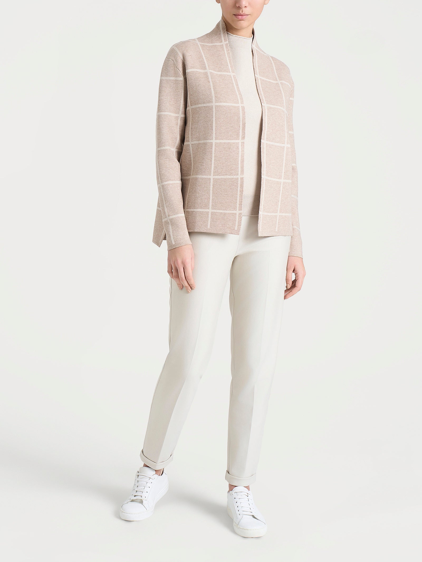 Ragno Super Soft Cardigan Aperto Check Cammello Melange