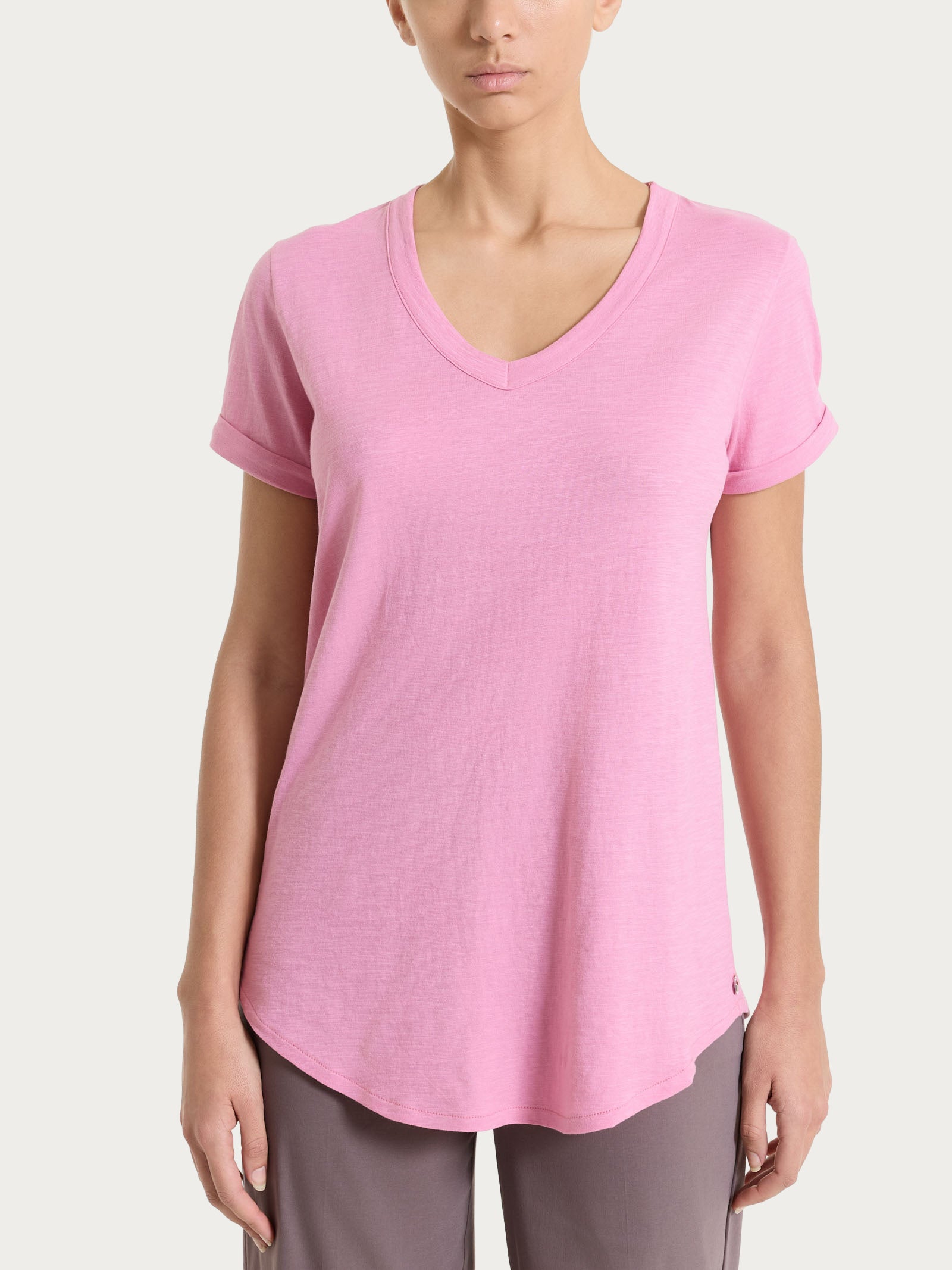 Ragno Jersey maglietta scollo a V Cashmere Rose cotone
