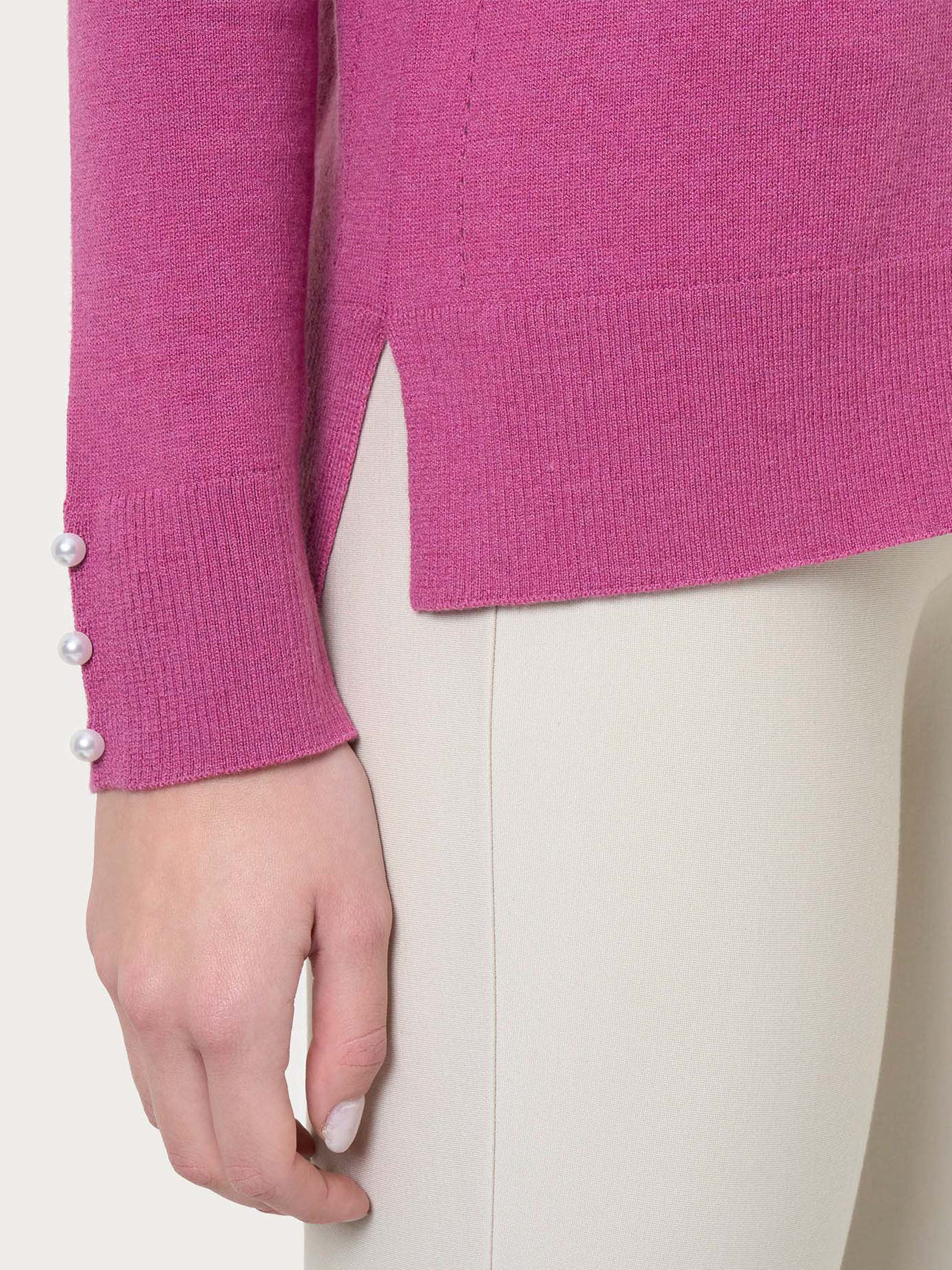 Ragno Merino Soft Lupetto con perline Red Violet pura lana