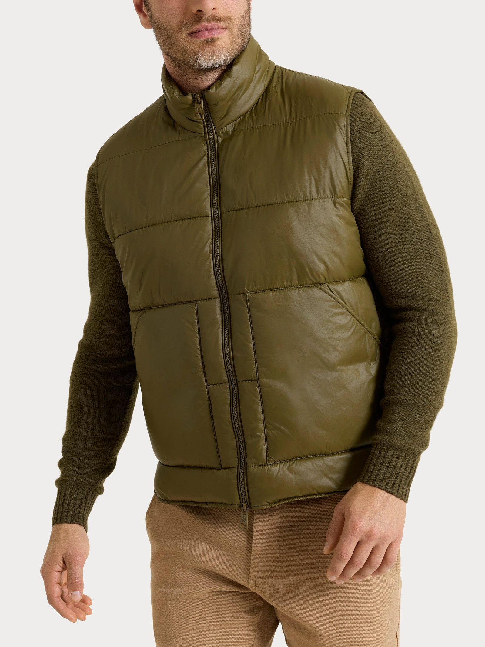 Ragno Vegan Wool piumino smanicato uomo verde oliva