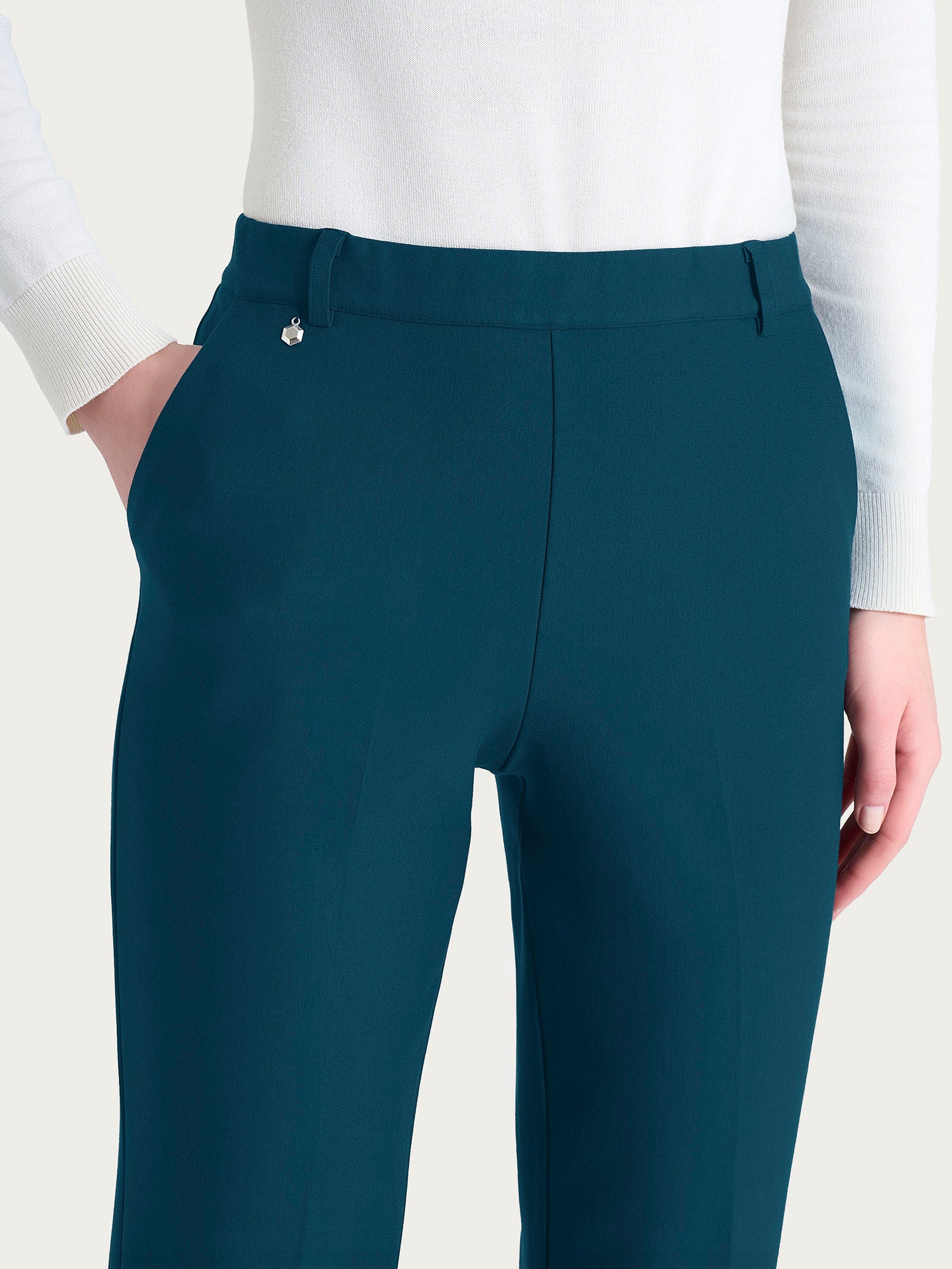Ragno Compact pantalone wide leg blu con tasche