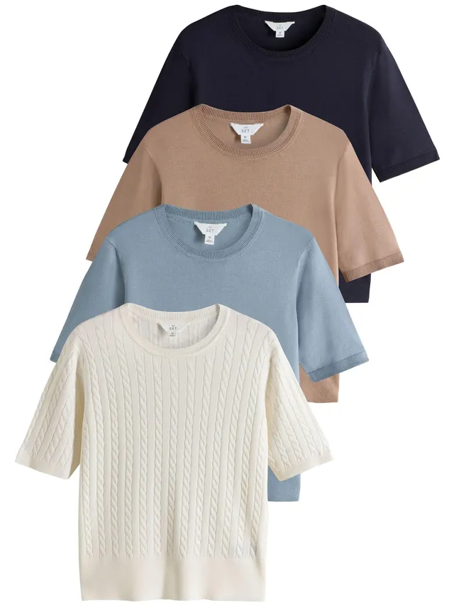 The Set t-shirt maglia trecce 4 pezzi maglia sottile