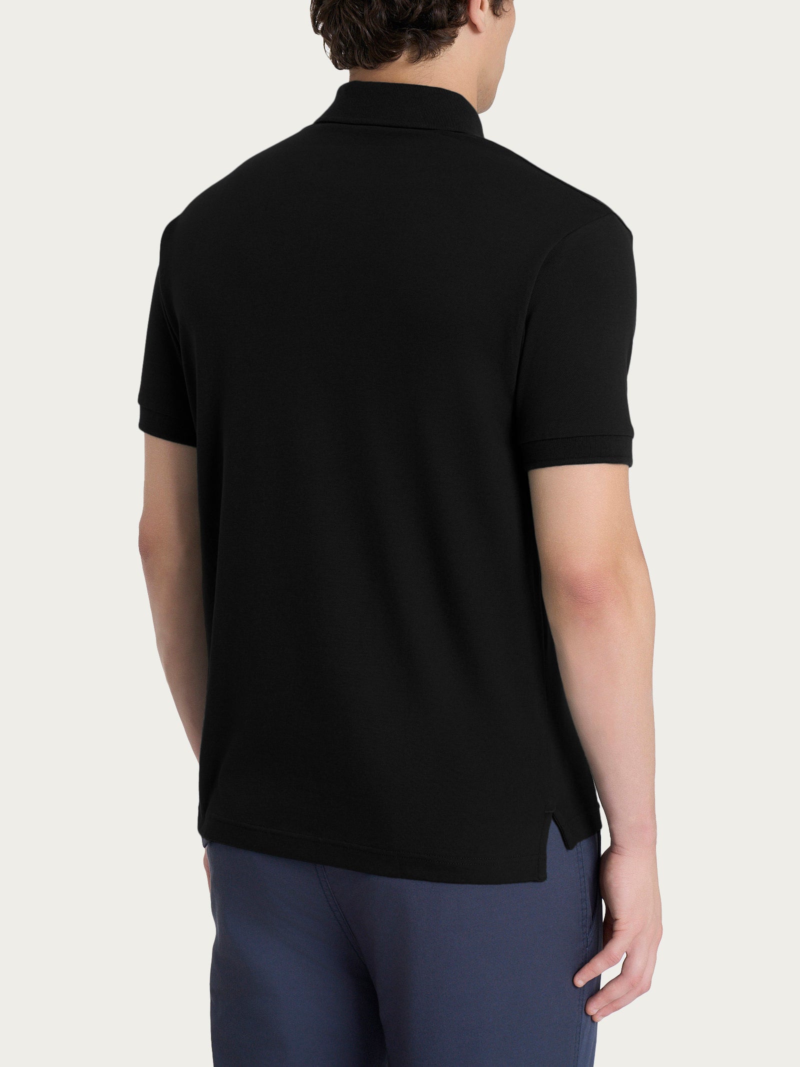 Ragno Polo Piquet Stretch Cotone Uomo Nero