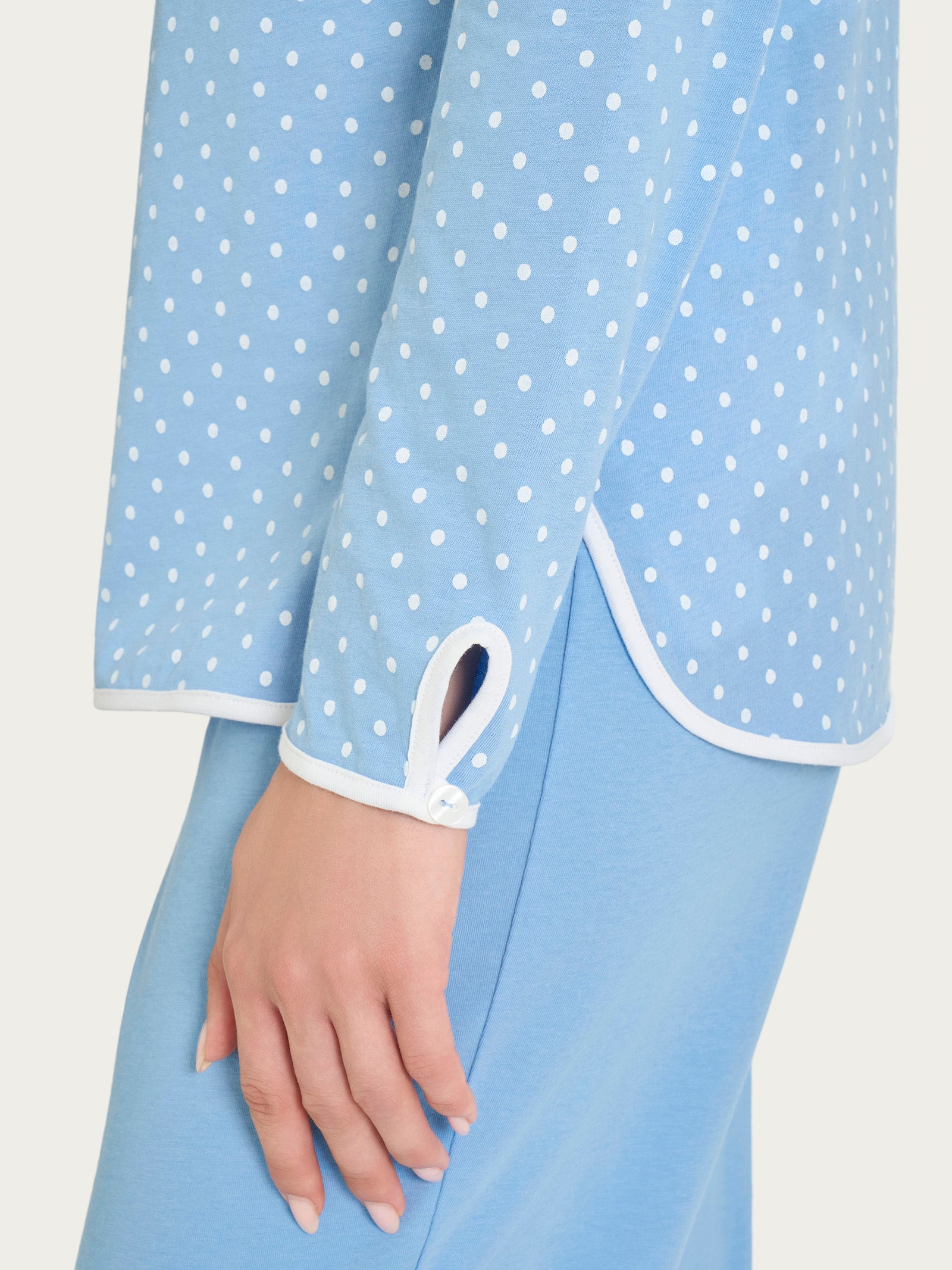 Ragno Jersey Cotone pigiama pois goccia azzurro Della Robbia