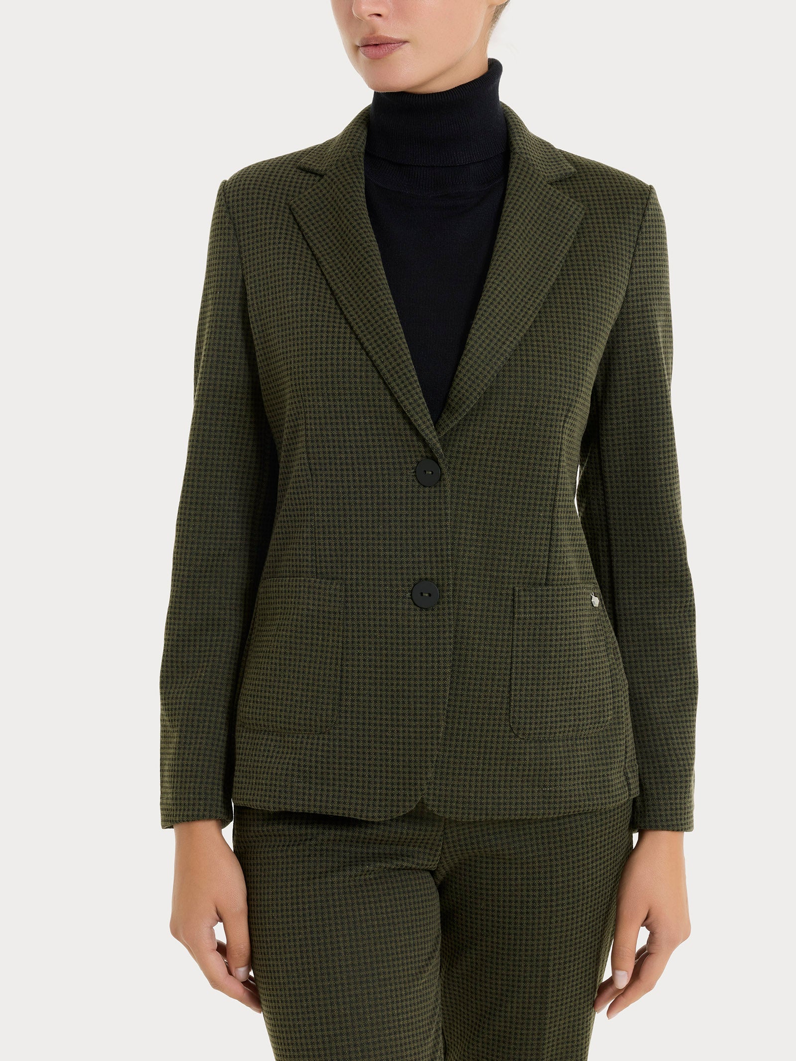 Ragno Eco Jacquard Blazer Donna Verde Micro Check 2 Bottoni