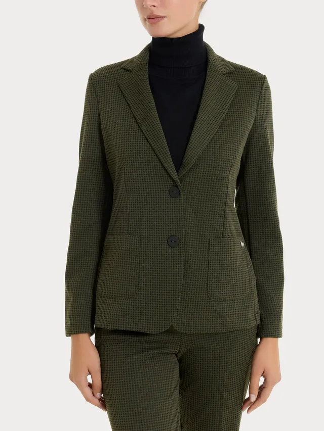 Ragno Eco Jacquard Blazer Donna Verde Micro Check 2 Bottoni