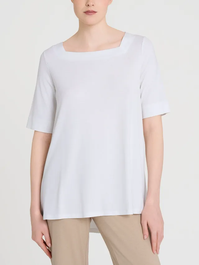 Ragno Viscosa Summer Maglia Scollo Quadrato Bianco fluida