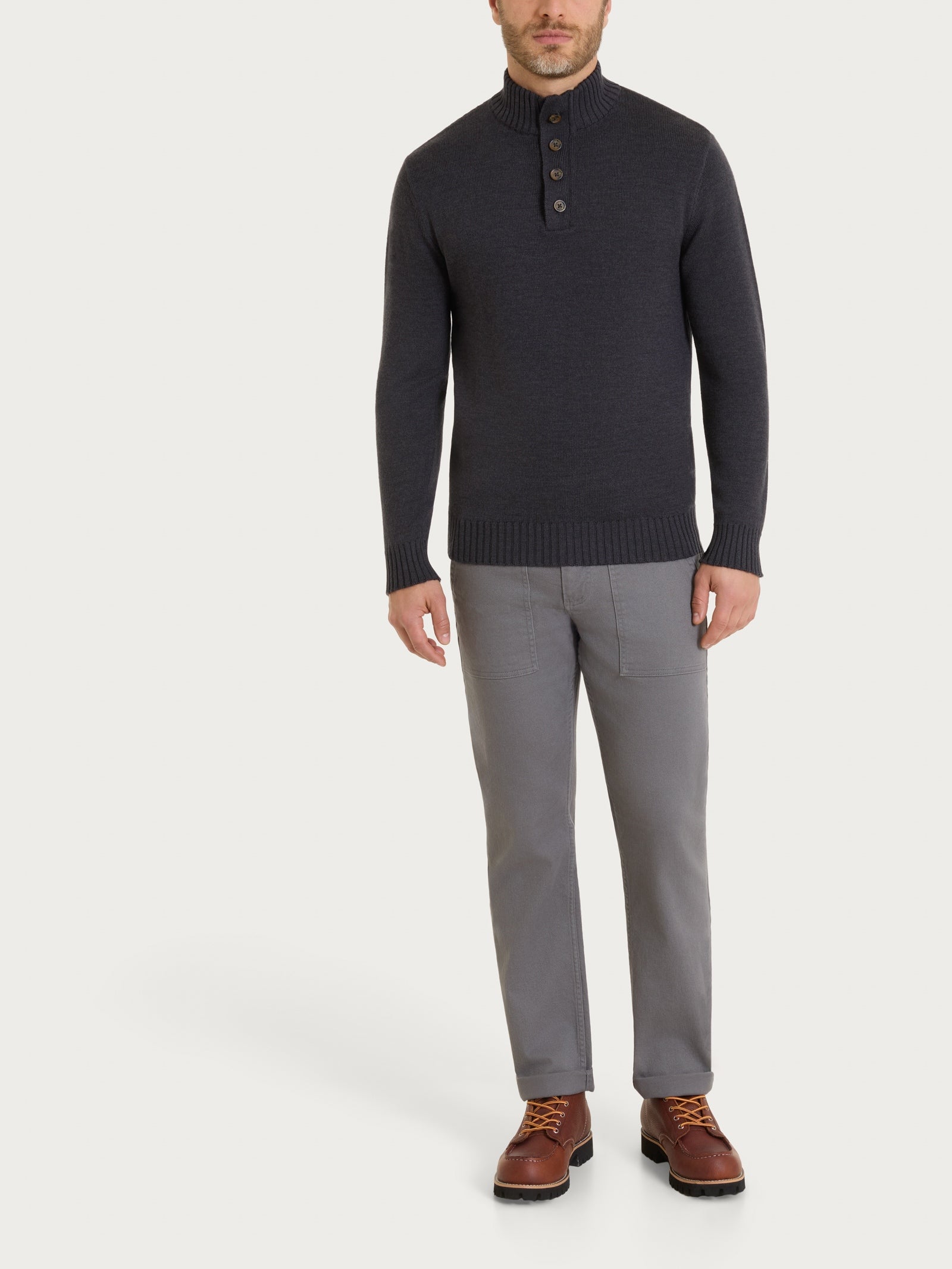 Ragno Lupetto Zip Bottoni Merino Soft Oscuro Mel. pura lana merino