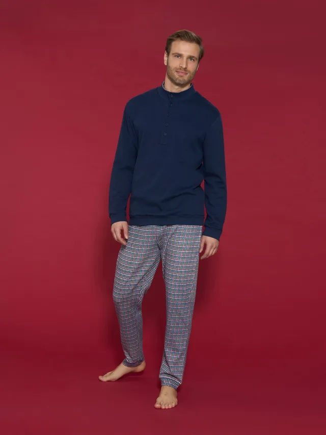 Ragno Pigiama Serafino Interlock Cotone Uomo Zinfandel Caldo