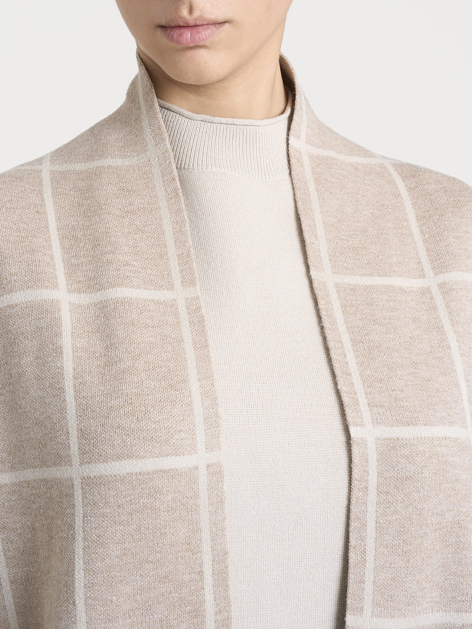 Ragno Super Soft Cardigan Aperto Check Cammello Melange