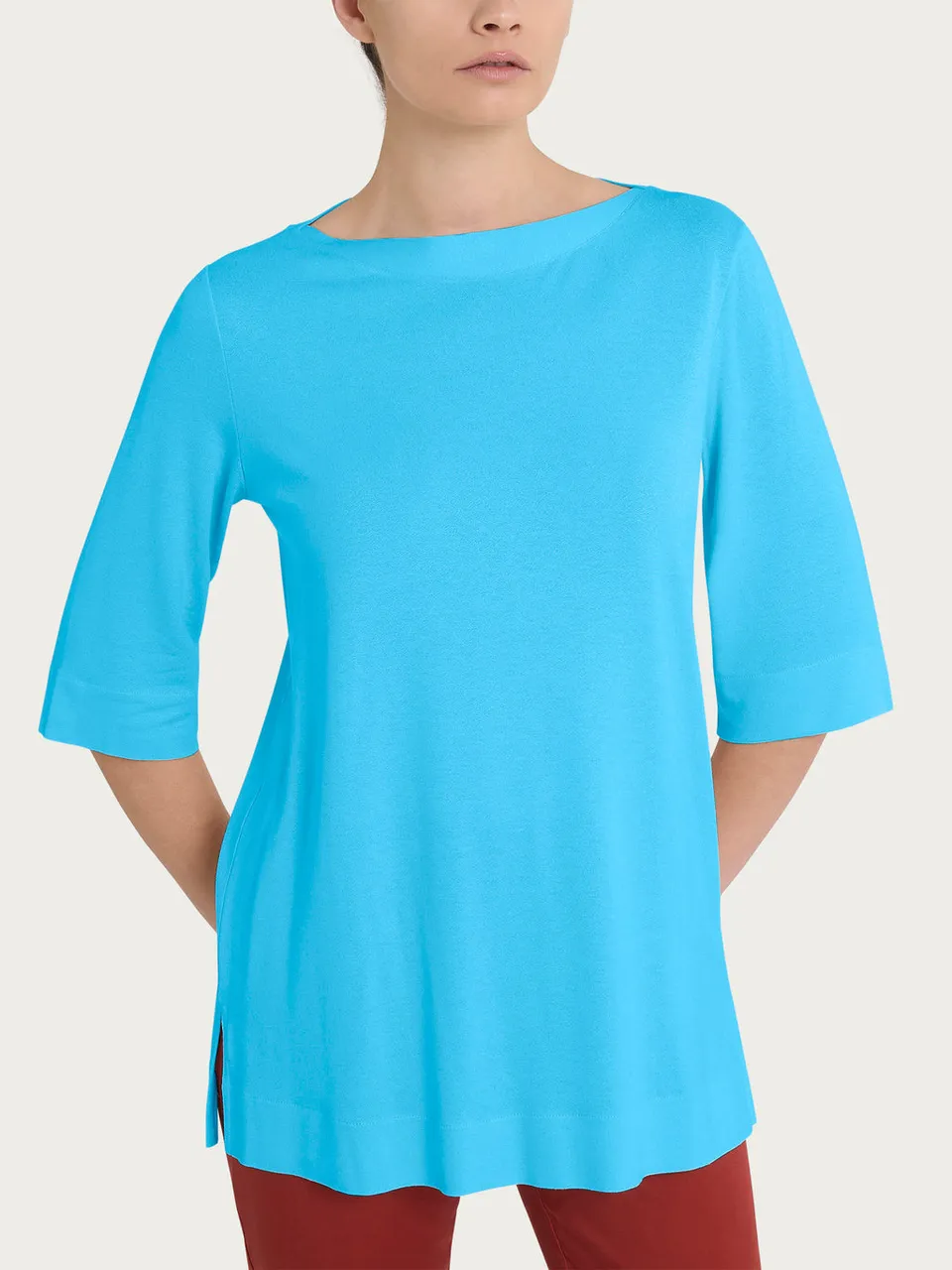 Ragno maglietta manica 3/4 Azure Blue viscosa fresca