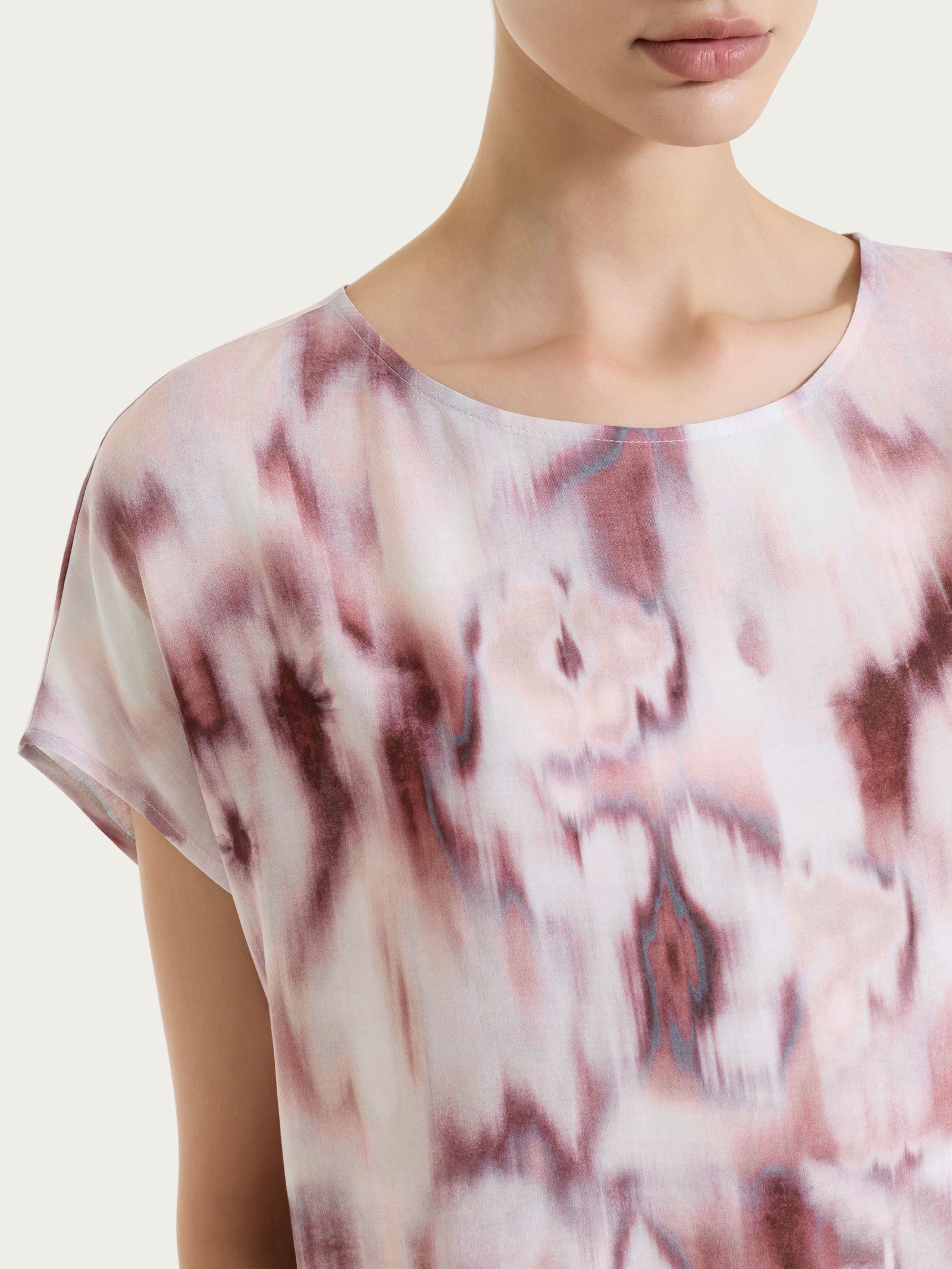 Ragno EcoSeta Blusa Manica Corta Camicia fantasia viscosa