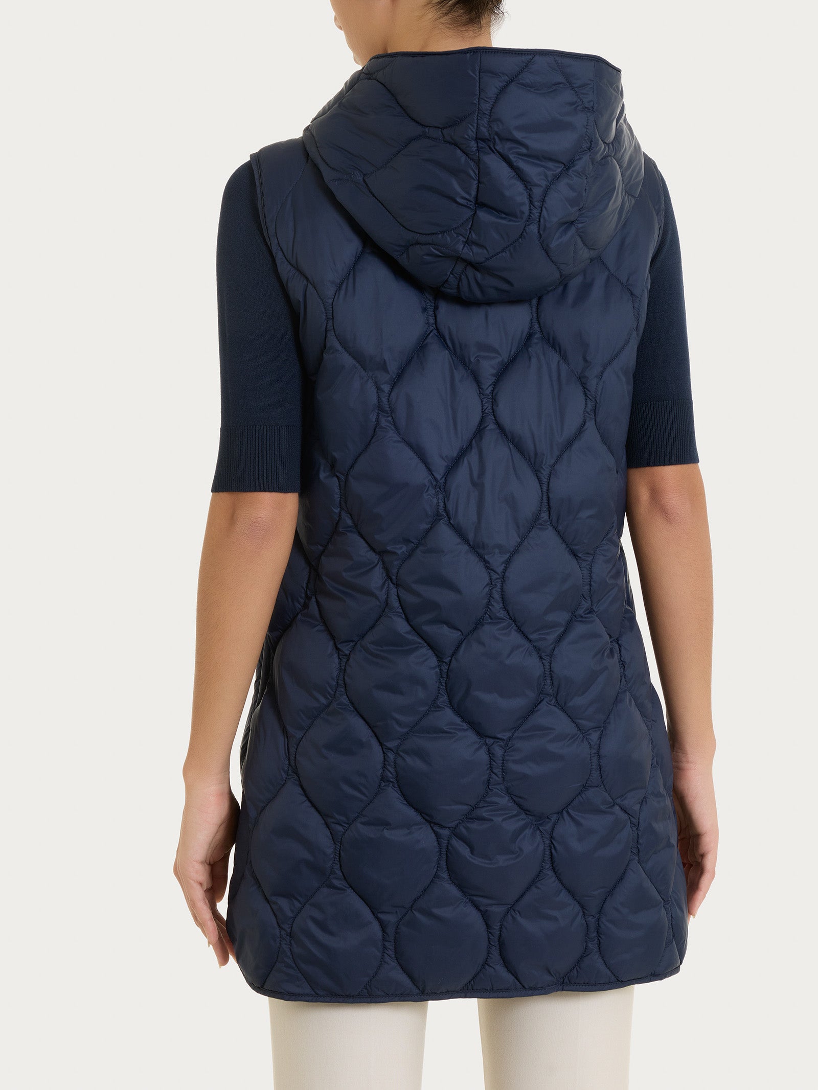 Ragno Onion Quilt piumino smanicato cappuccio blu