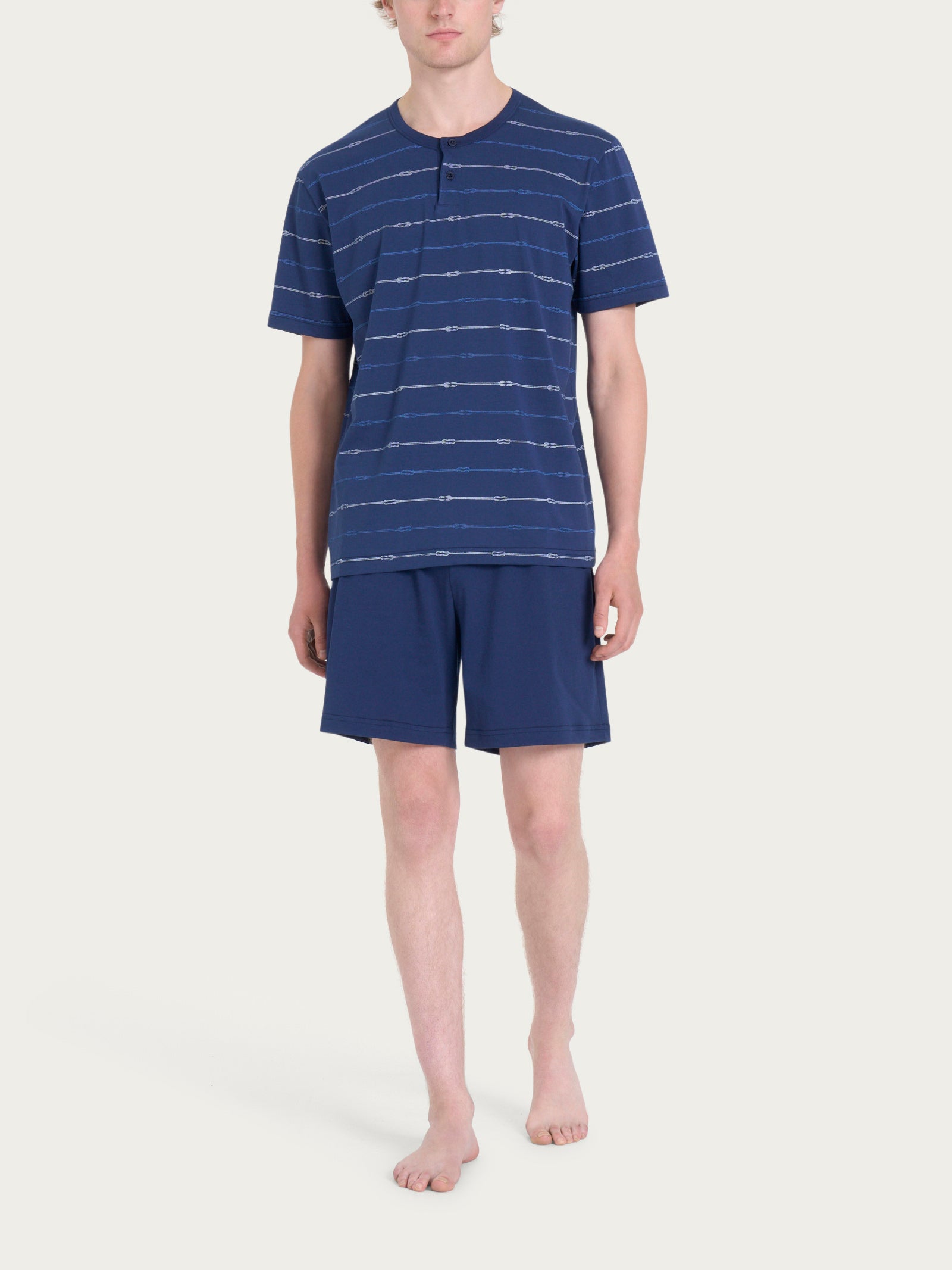 Ragno Jersey Cotone Pigiama Corto Serafino Naval Academy