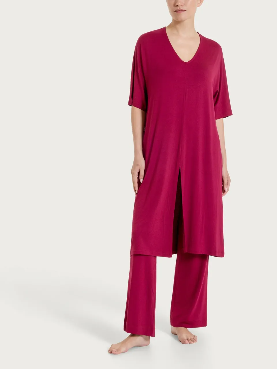 Ragno Viscosa Summer abito spacco frontale rosso scollo V