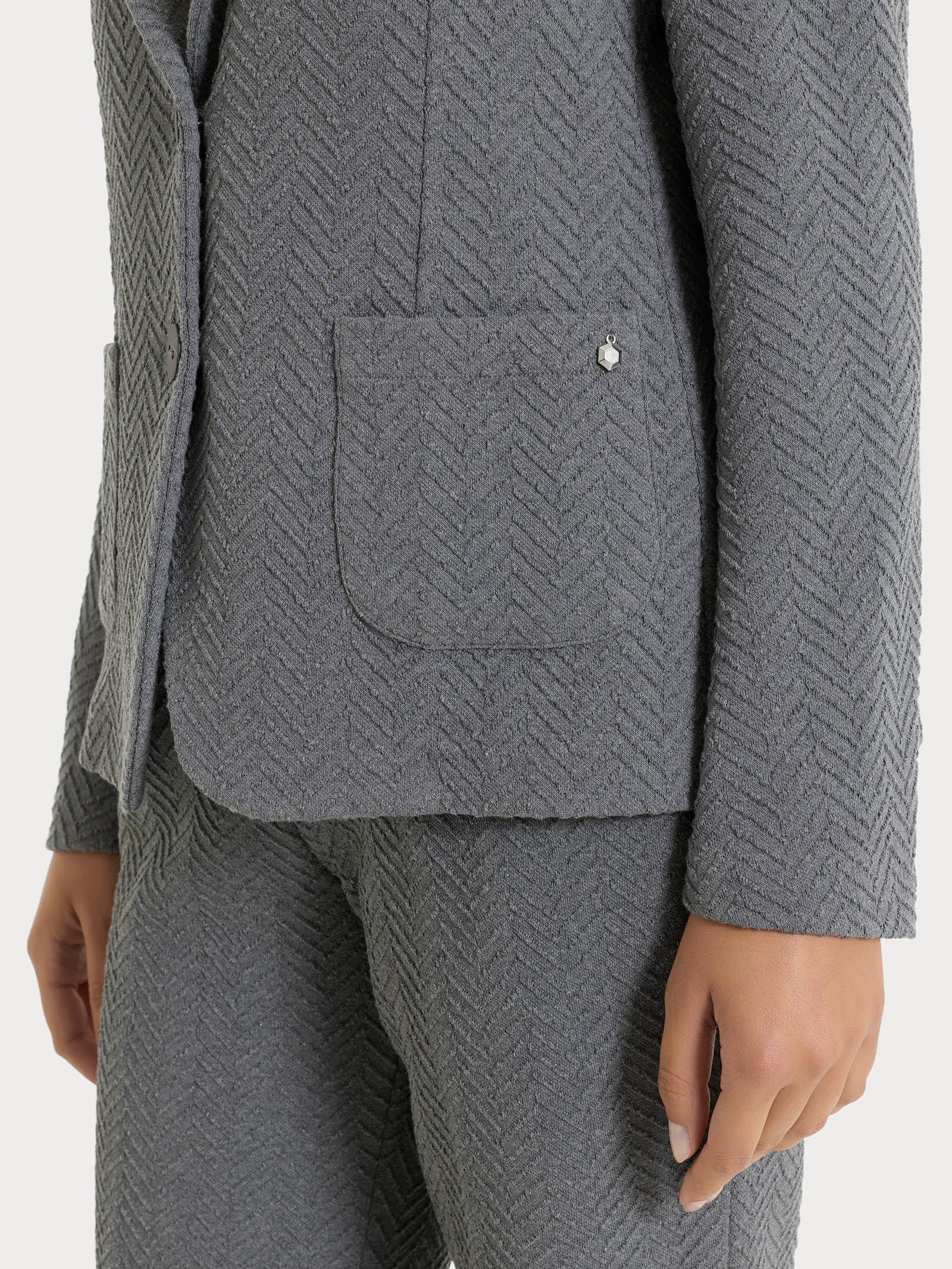 Ragno Compact Blazer Due Bottoni Donna Grigio Jacquard
