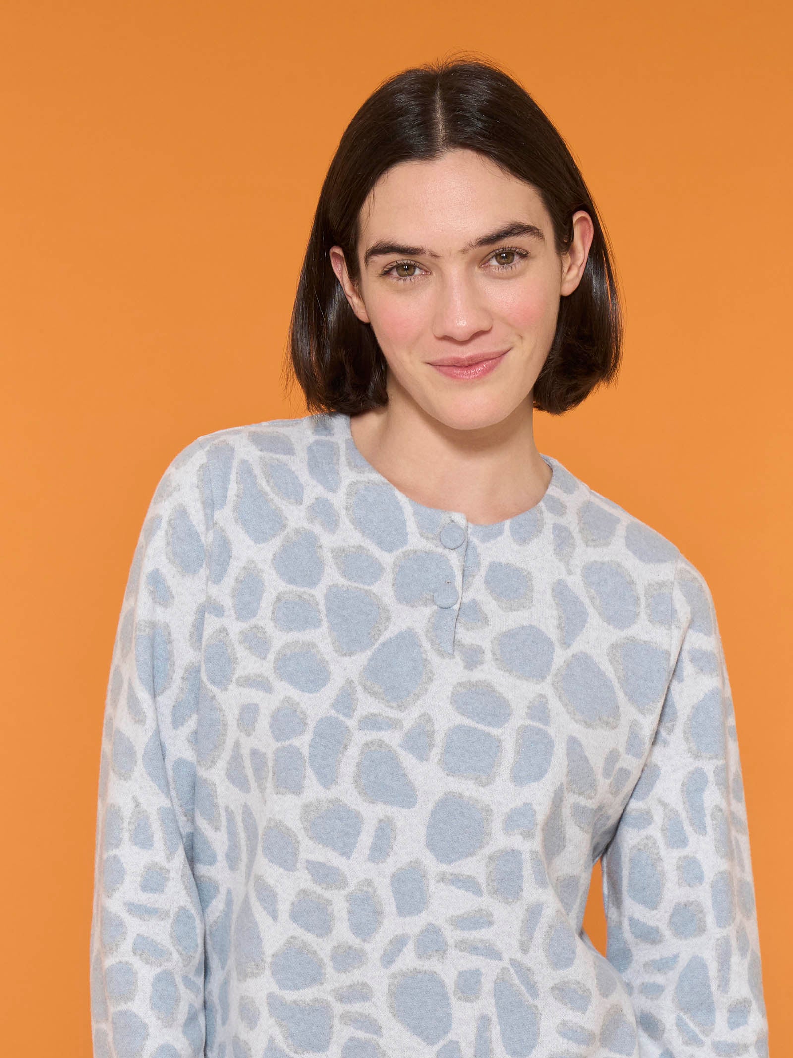 Ragno Cotton Eco Pile Pigiama serafino animalier Nebbia