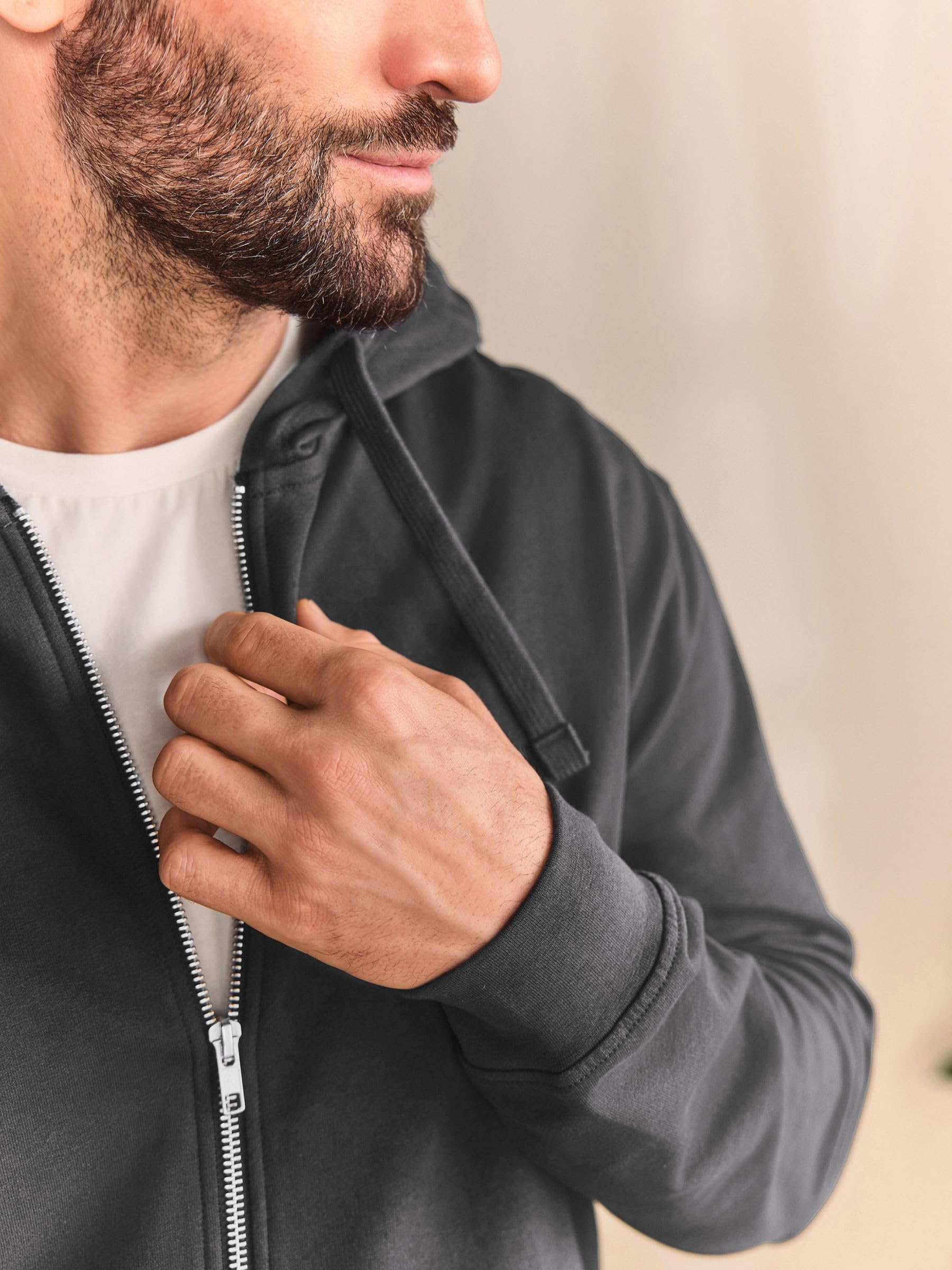 Next felpa uomo con cappuccio e zip in cotone leggero