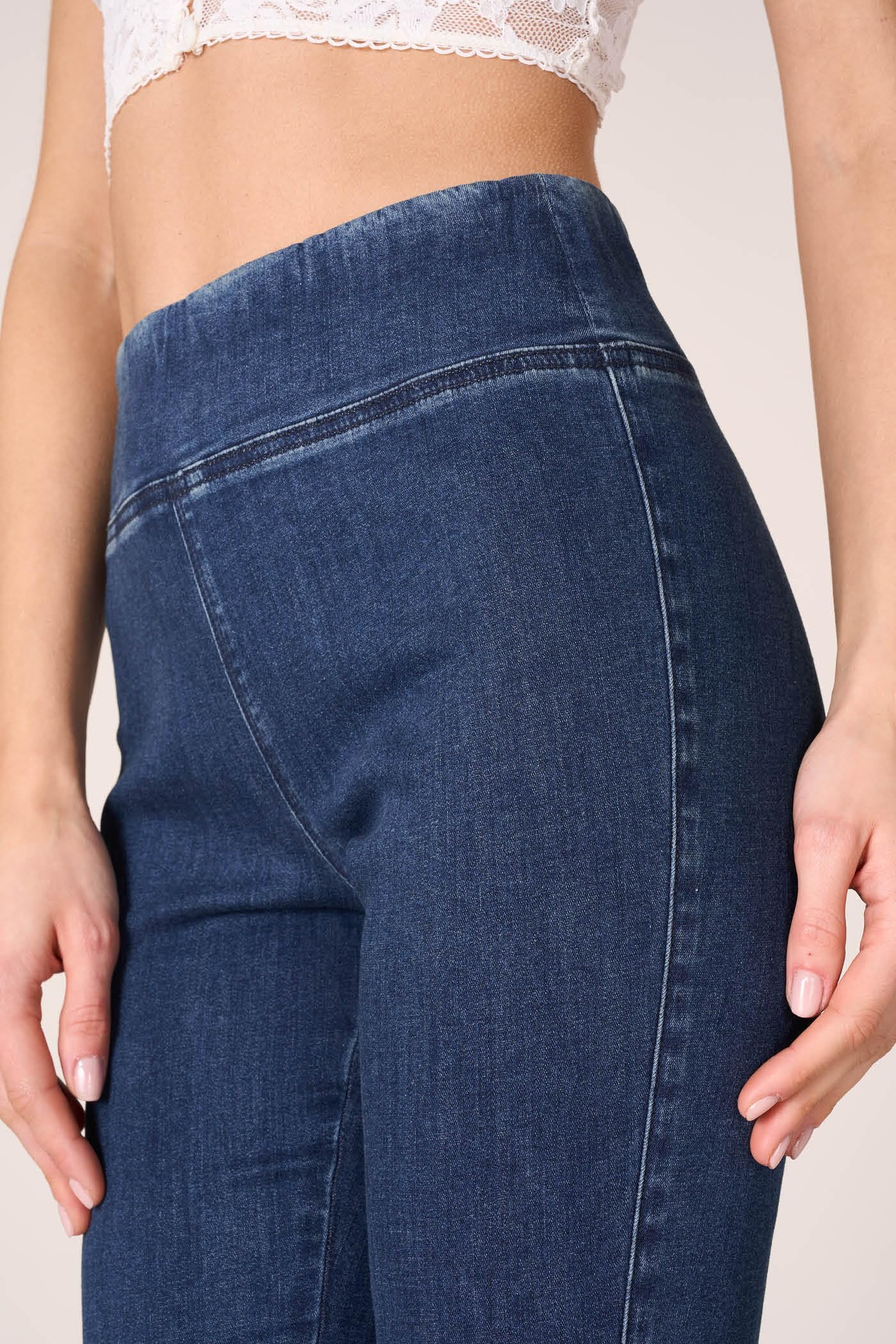 Goldenpoint Flare Long Jeans Denim Vita Alta Svasato Donna
