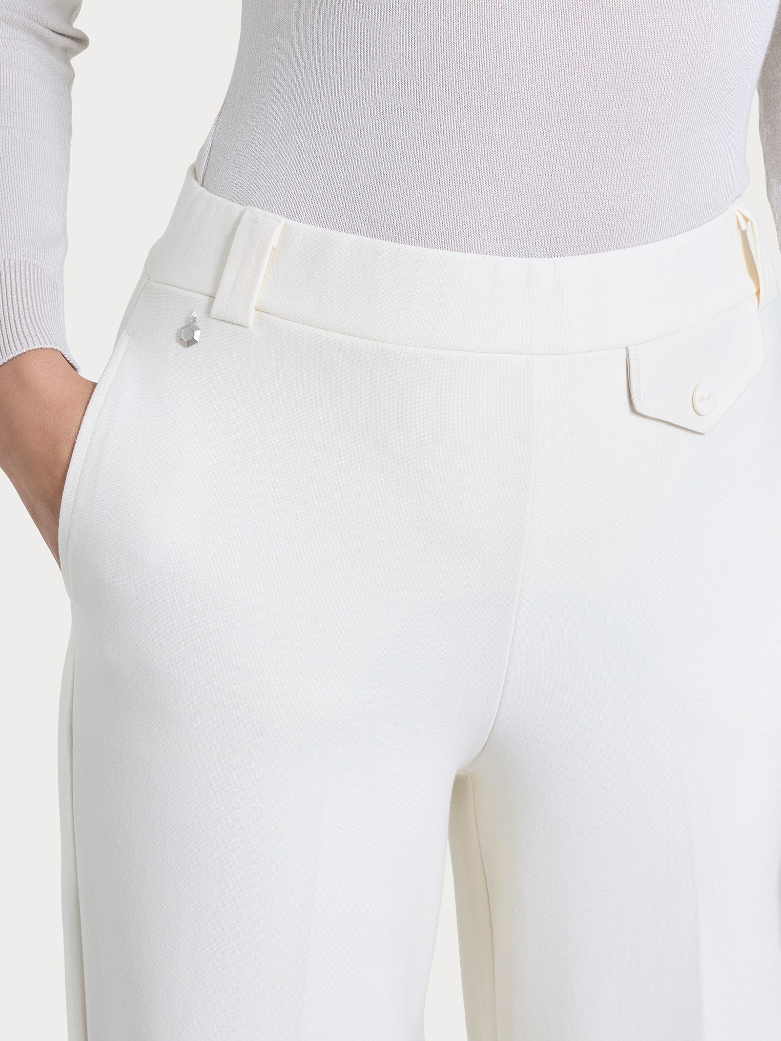 Ragno Compact pantalone ampio Avorio wide leg taschino