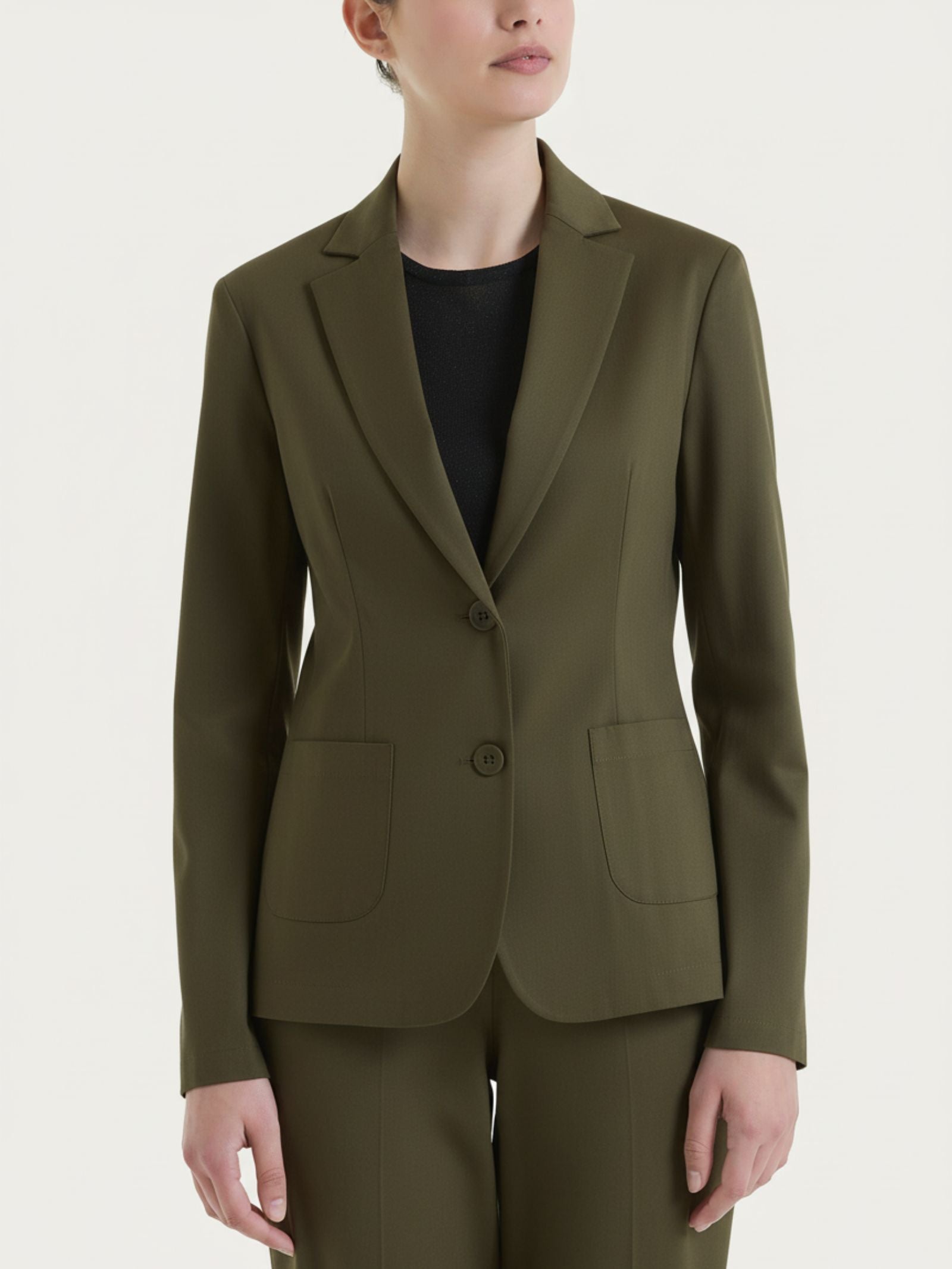 Ragno Satin Power blazer 2 bottoni Dark Olive in cotone