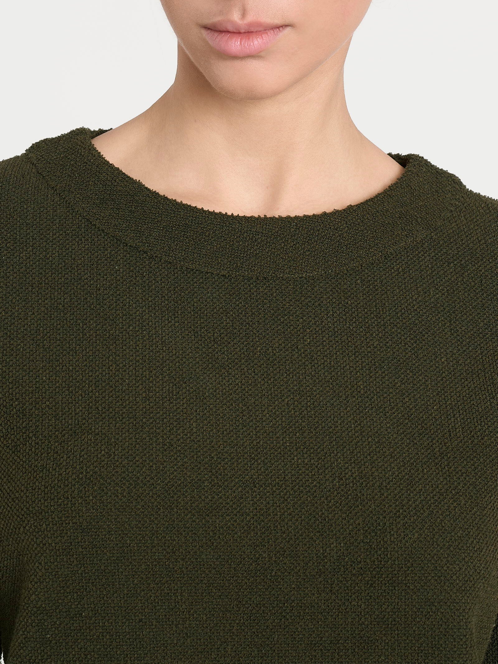 Ragno Japanese Fleece felpa girocollo donna Dark Olive calda
