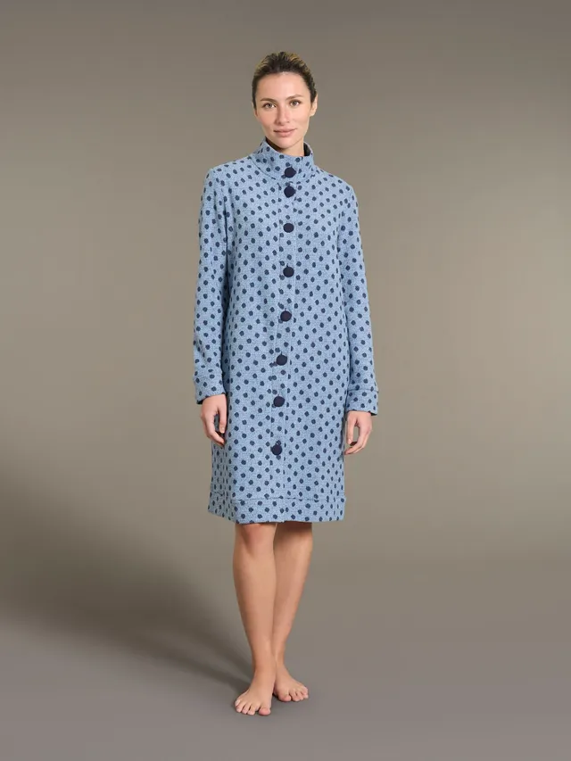 Ragno Cotton Eco Pile Vestaglia Aperta con Collo Alto a Pois Delavé