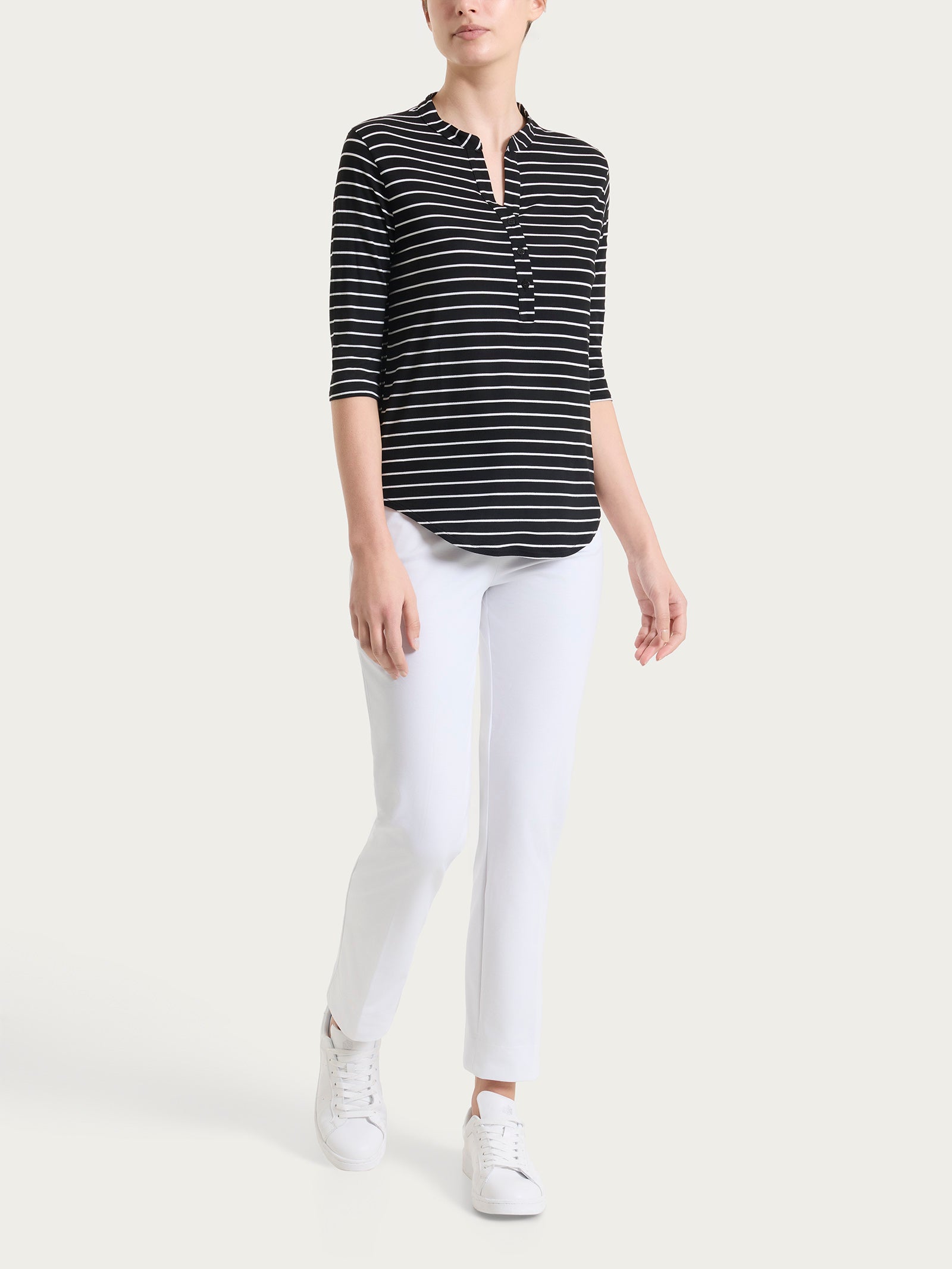 Ragno Summer Light maglietta righe serafino nero viscosa elasticizzata