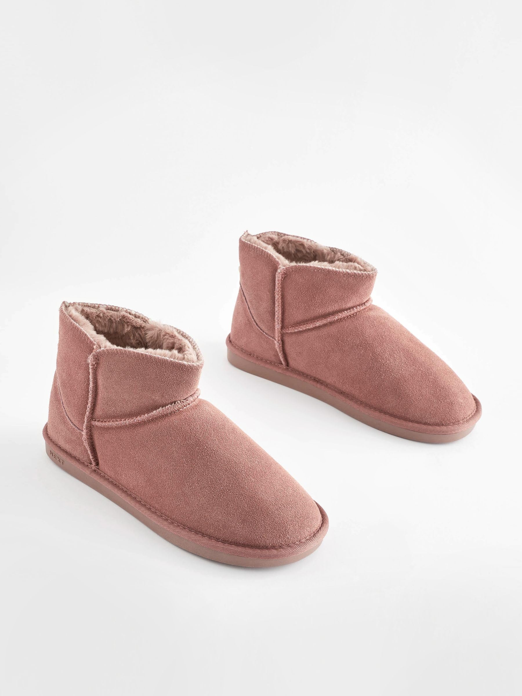 Next Pantofole Stivaletto Camoscio Pelliccia Donna Calde Casa