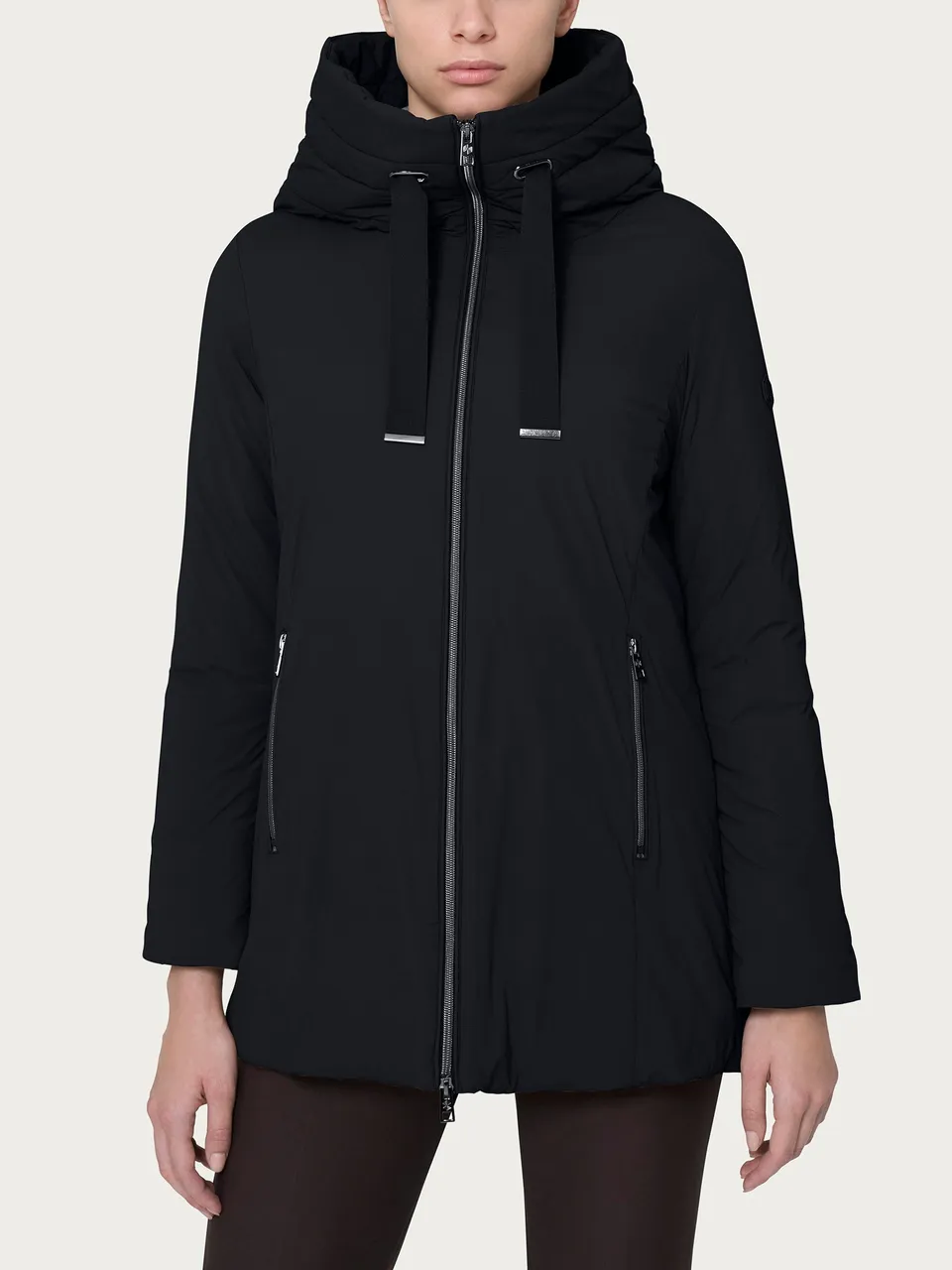 Ragno Comfort Piumerino 200g Lana Nero Donna Cappuccio