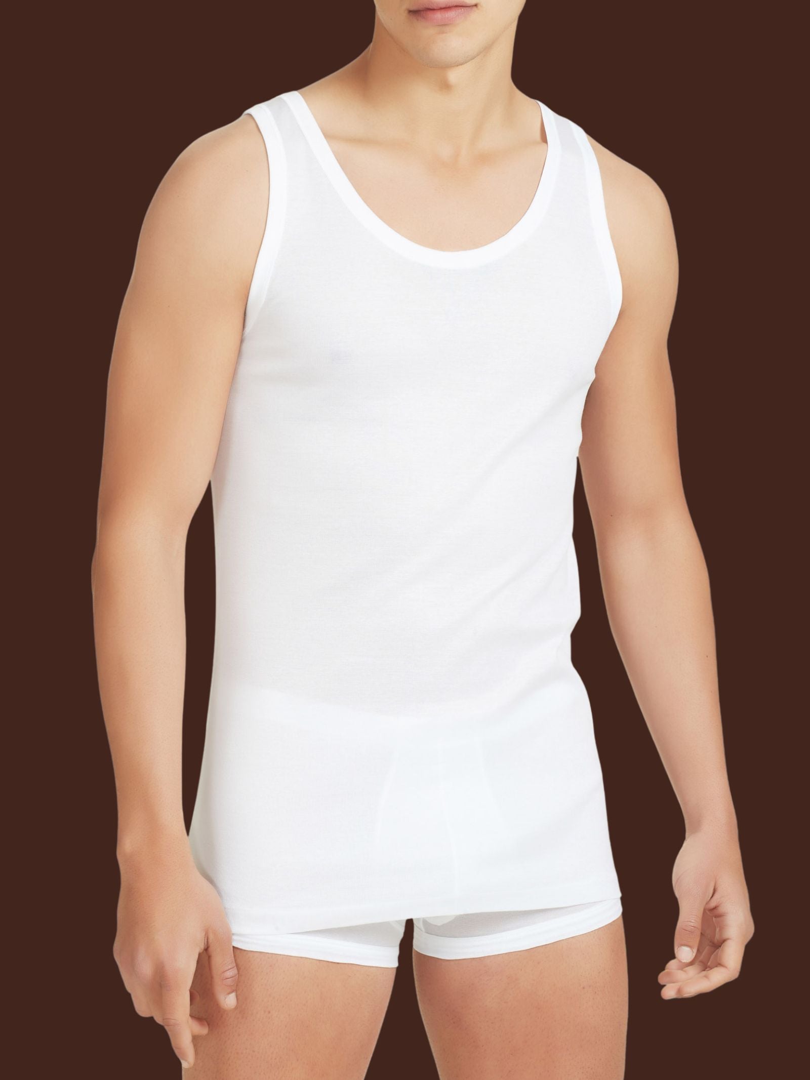 Ragno Filo di Scozia Spalla Larga canottiera uomo Bianco cotone