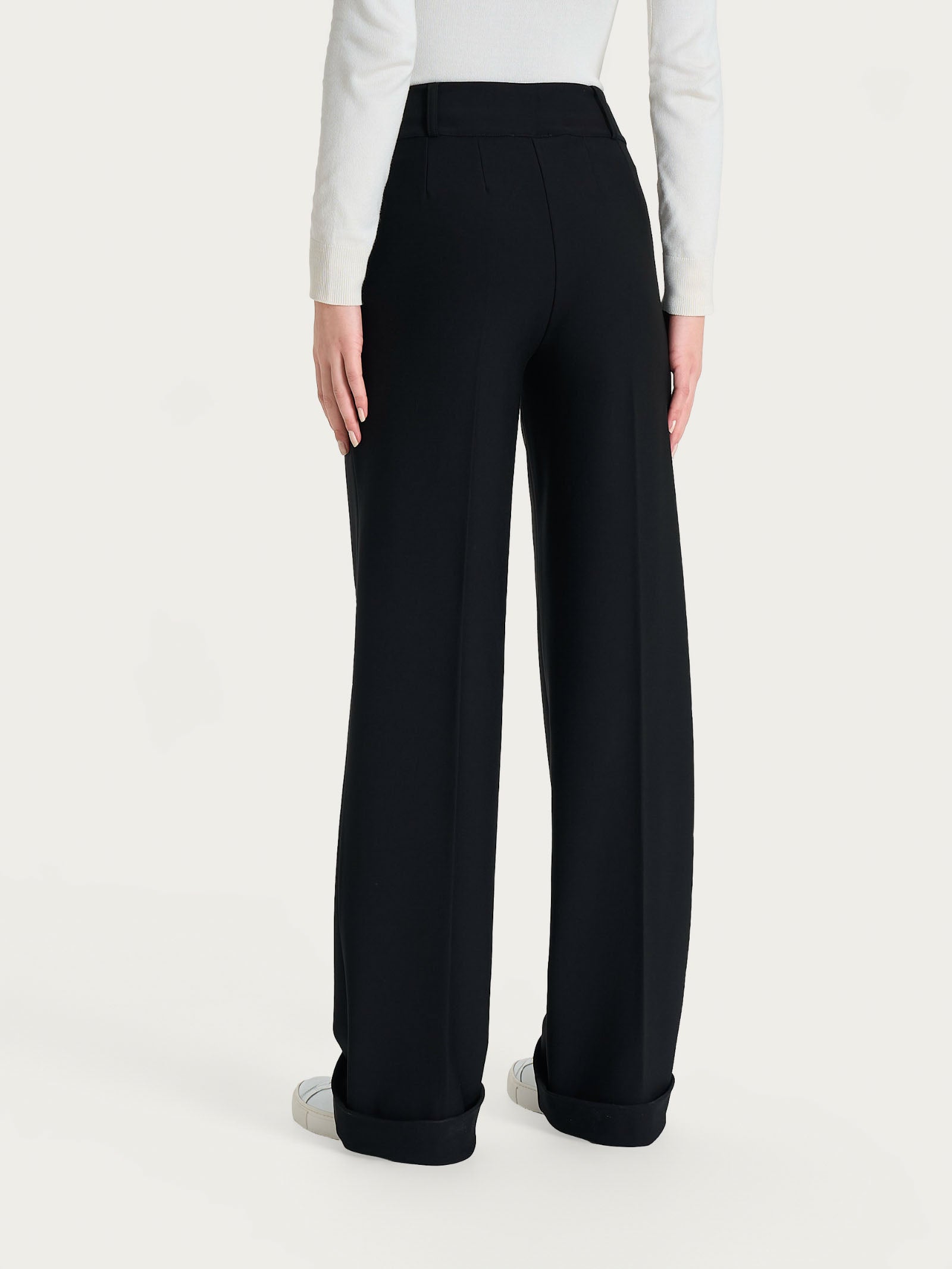 Ragno Compact Pantalone Ampio Wide Leg Nero