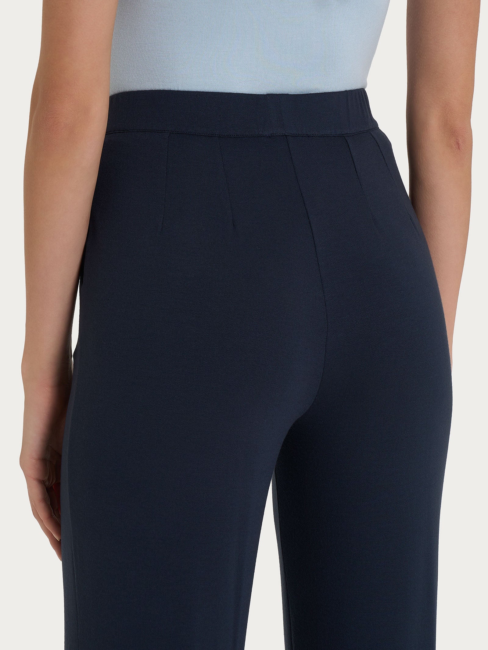 Ragno Viscosa Crepe Pantalone Ampio Bleu wide leg