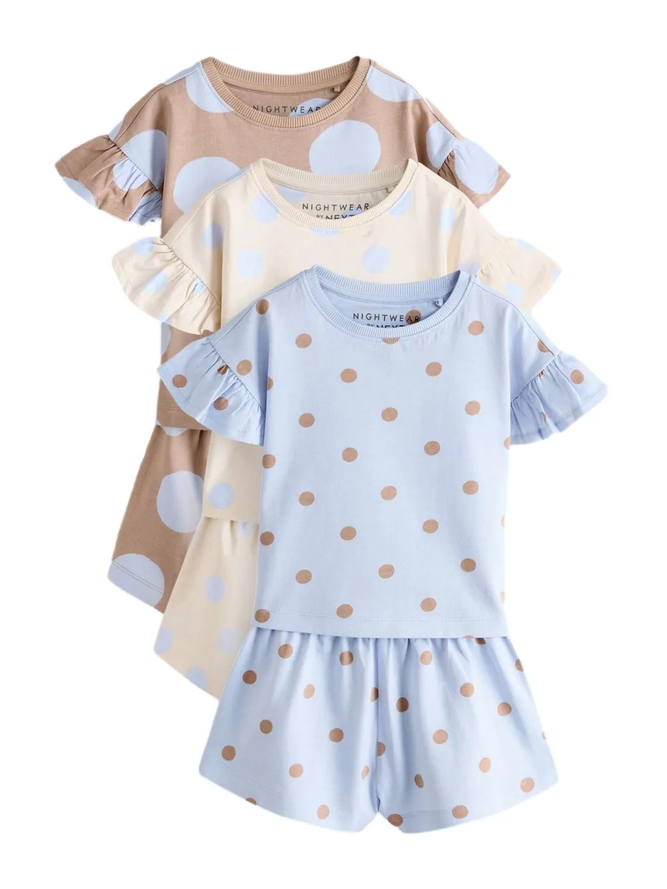 Next pigiami corti bambina pois 3 pezzi 80-86