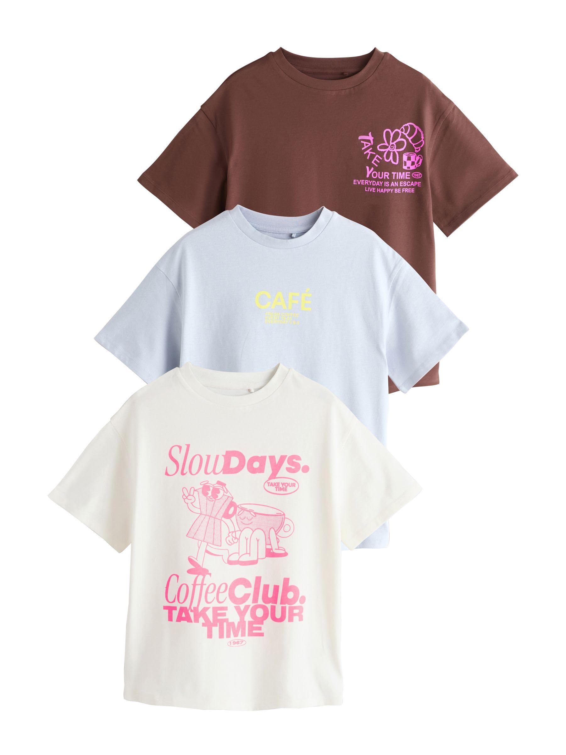 Next T-Shirt Oversize stampa bambina 3 pezzi 104 comoda