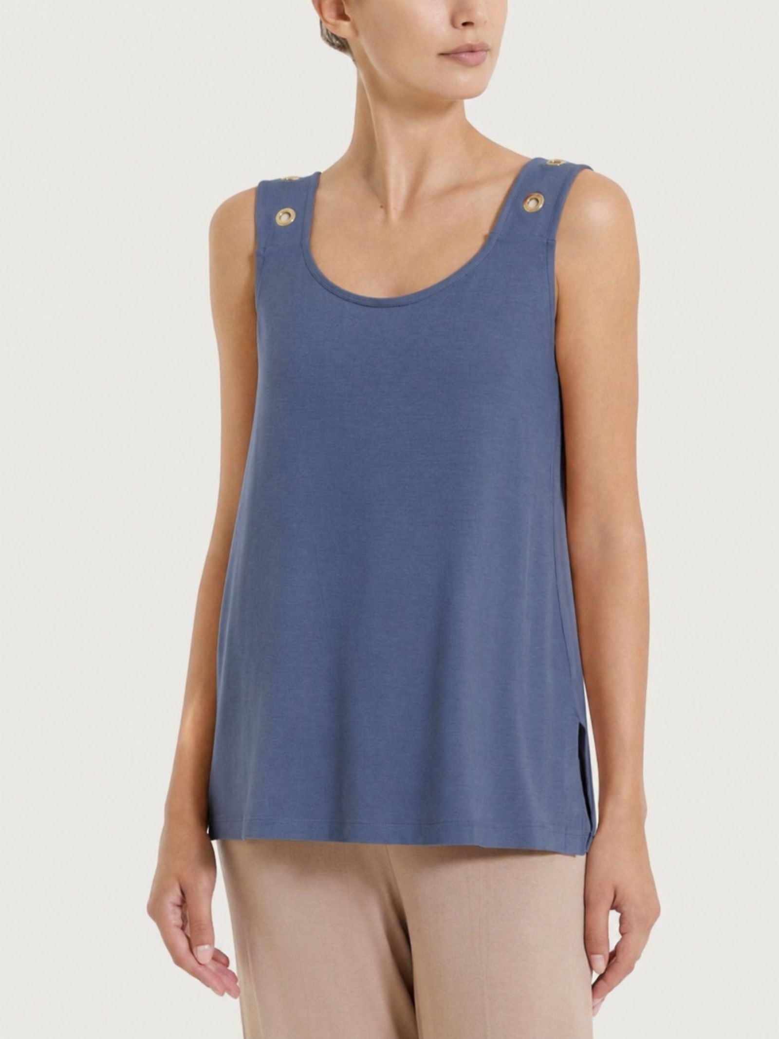 Ragno Beachwear Top spalla larga viscosa occhielli Oceana