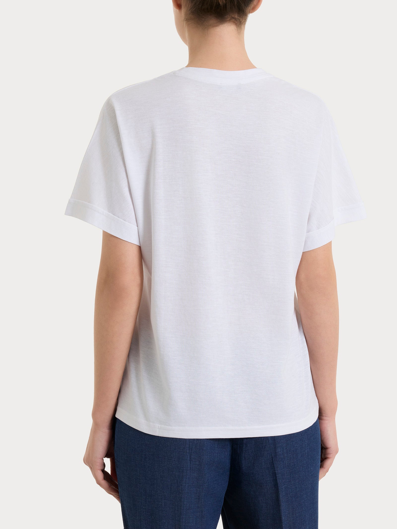 Ragno Slub Jersey Maglietta Manica Over Bianco Cotone