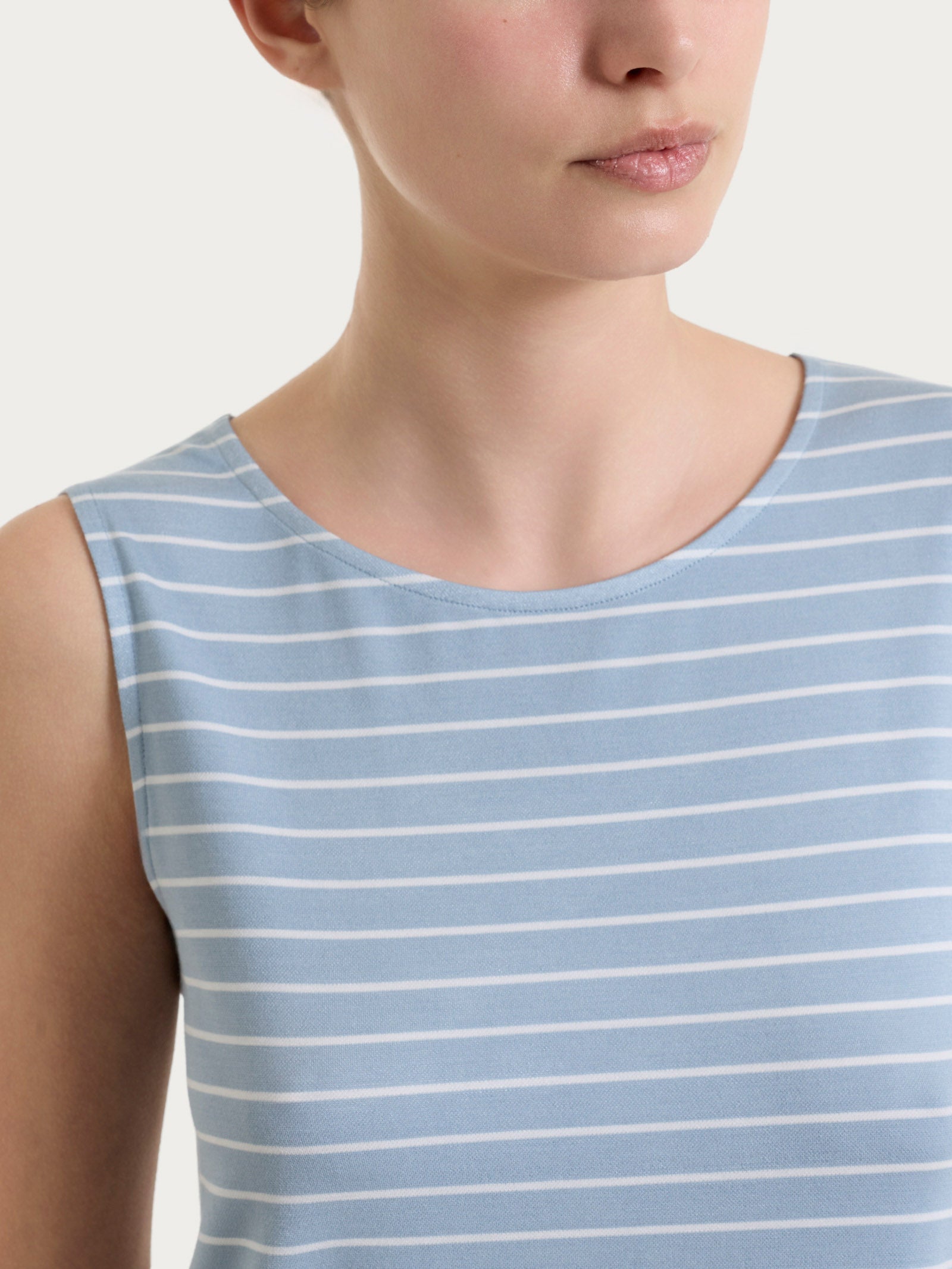 Ragno Summer Light Top righe spalla larga azzurro viscosa