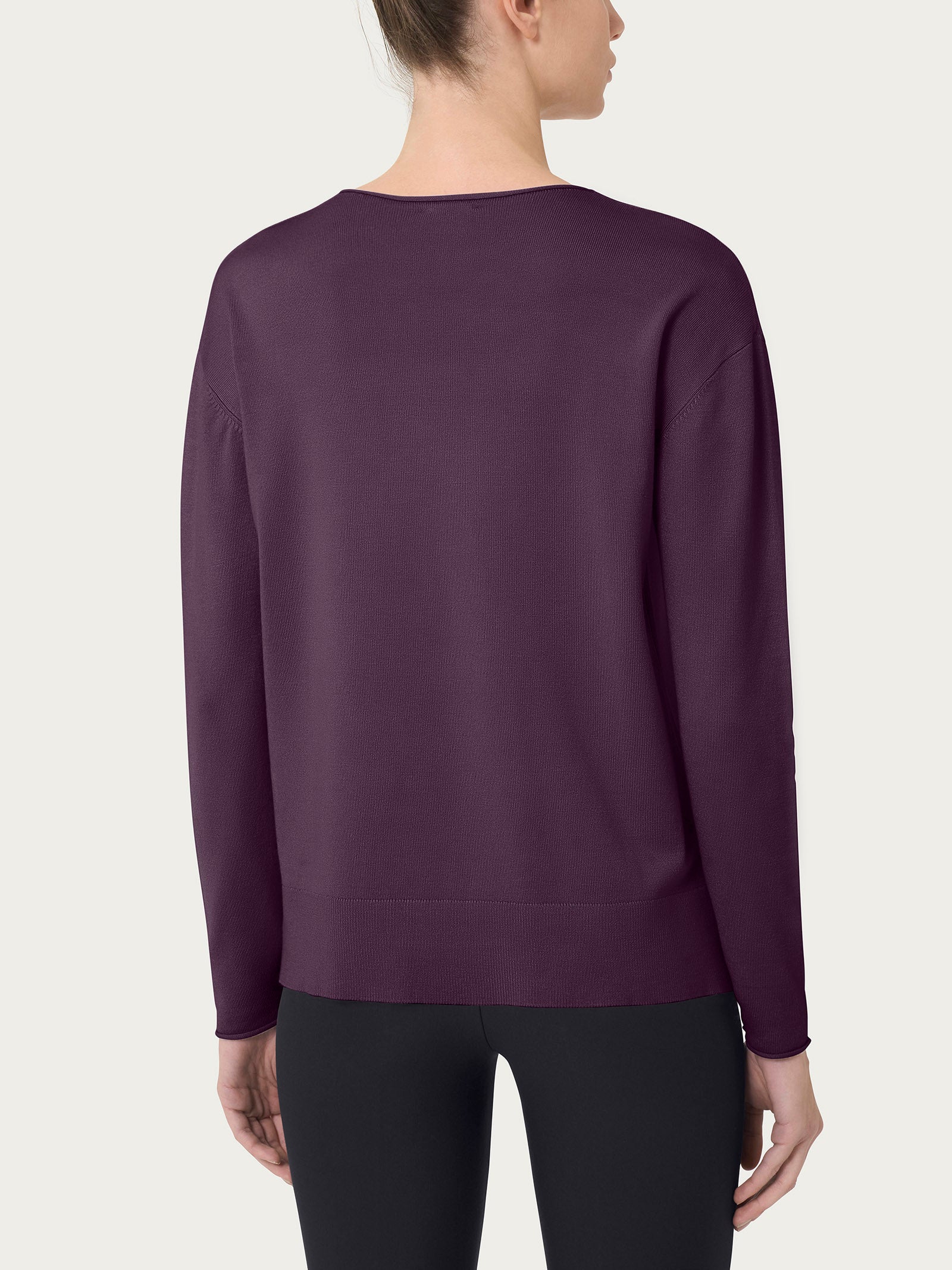 Ragno Four Seasons maglia donna girocollo Plum Perfect asimmetrica