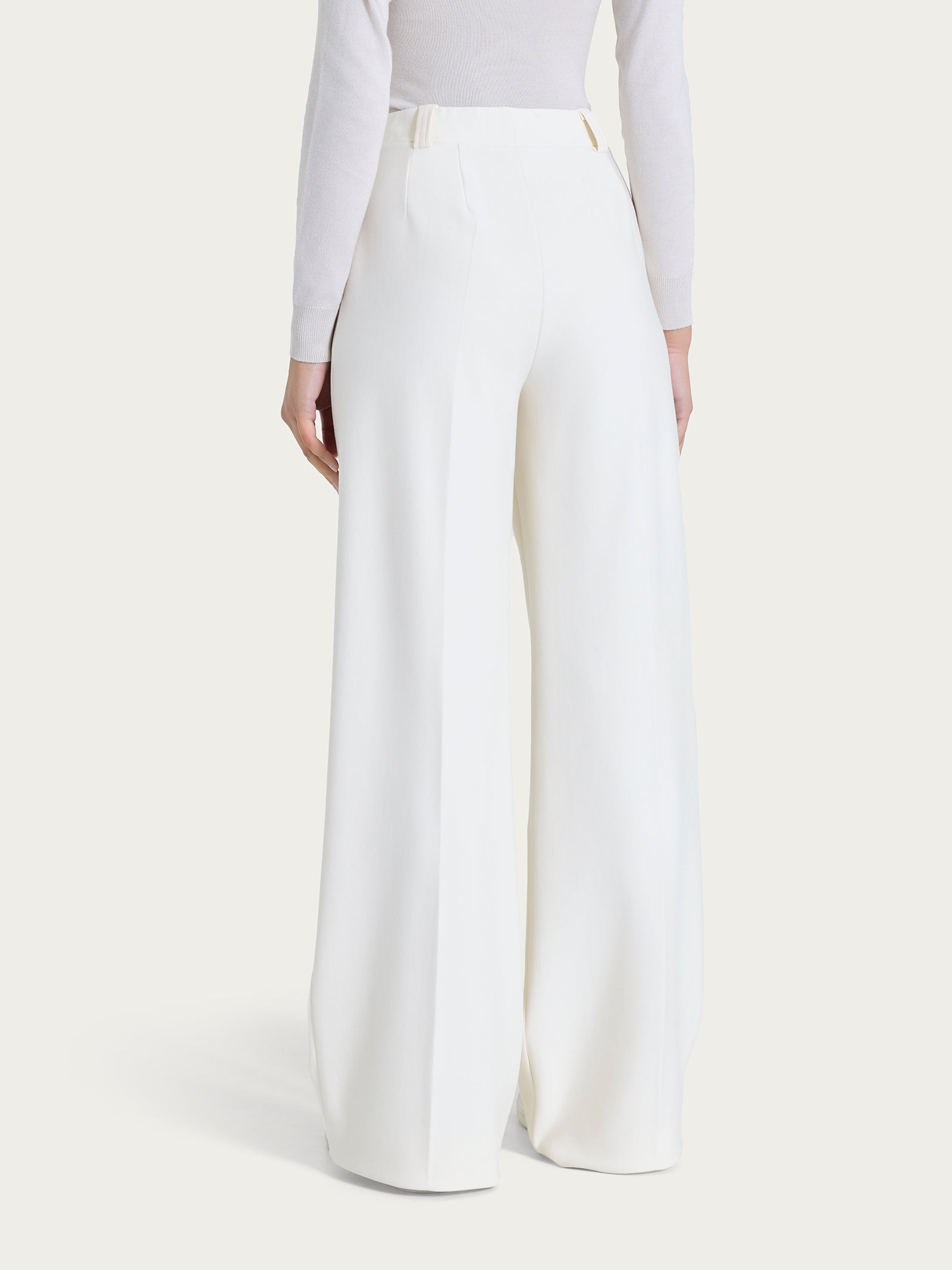 Ragno Compact pantalone palazzo taschino Avorio wide leg