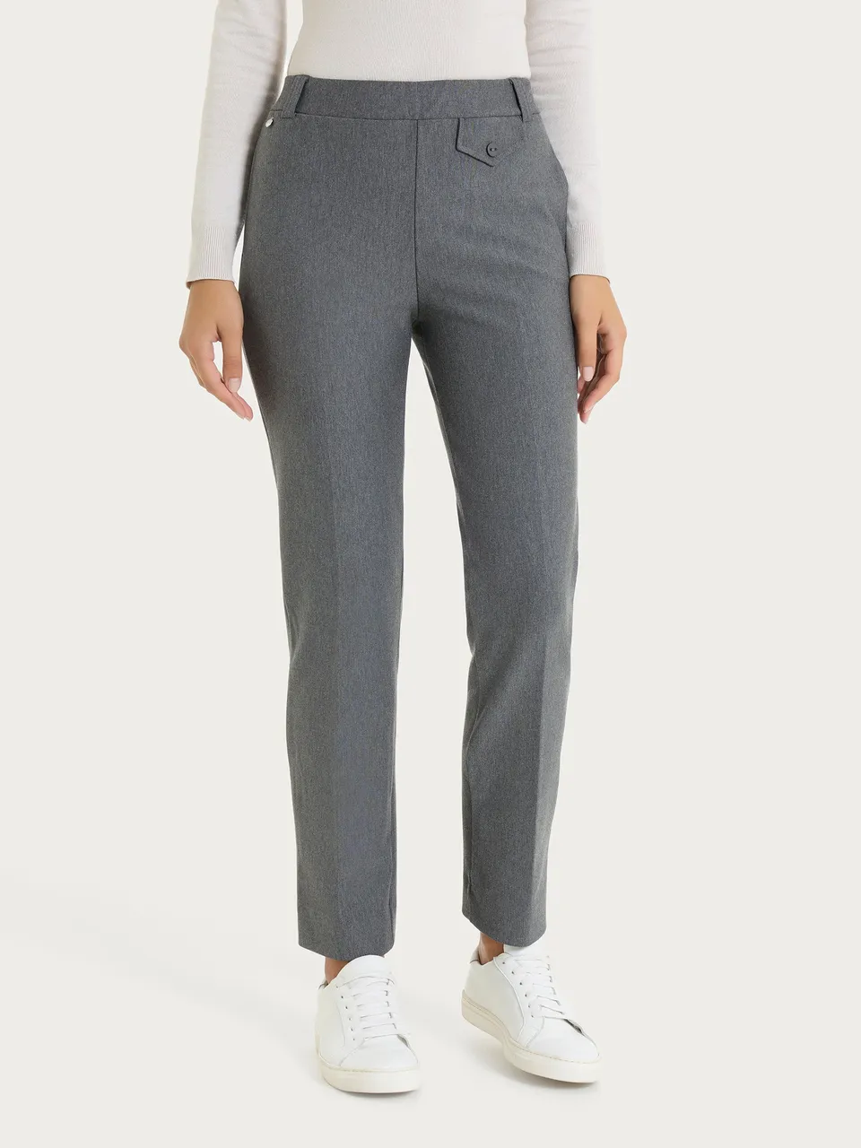 Ragno Compact Pantalone The Straight Leg Ardesia Mel Elasticizzato